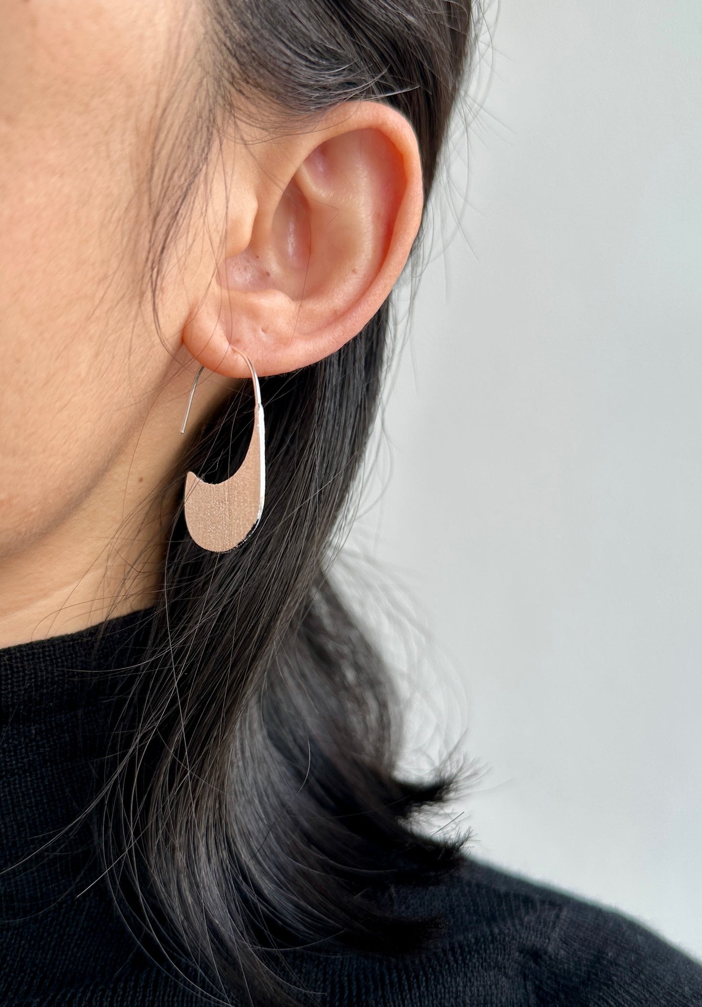 Brushed Half-Moon Hoop Earrings