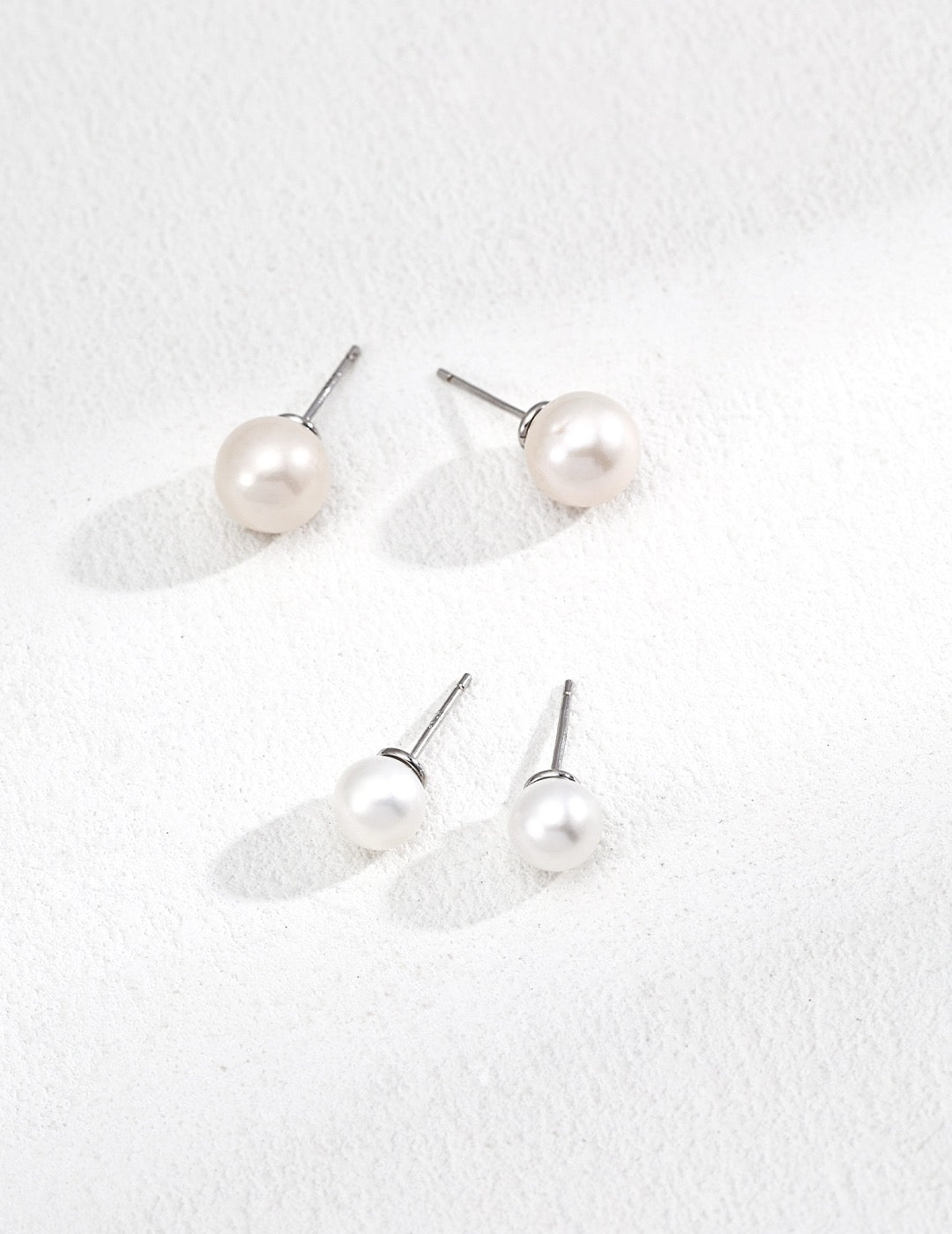 Classic Round Pearl Stud Earrings