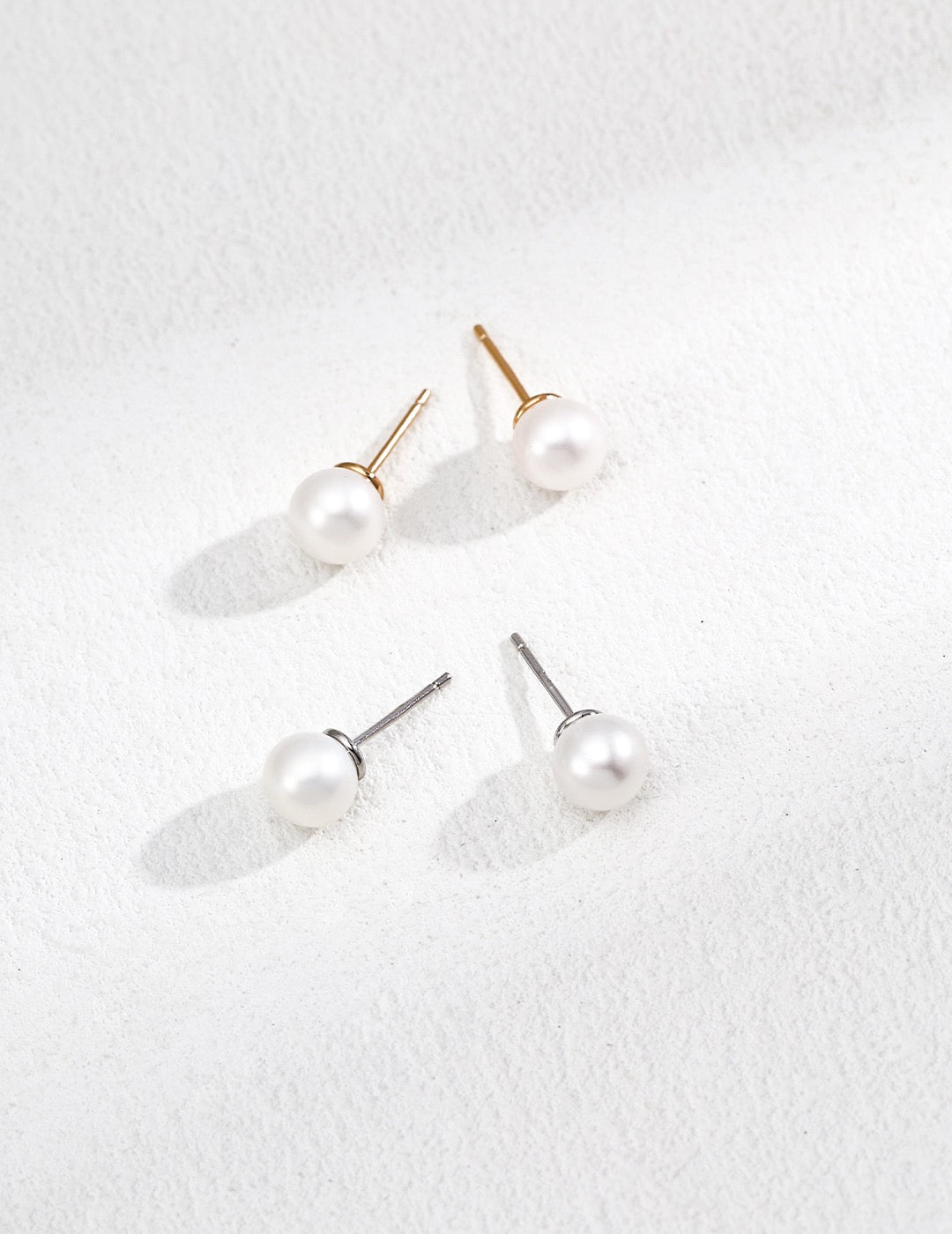 Classic Round Pearl Stud Earrings