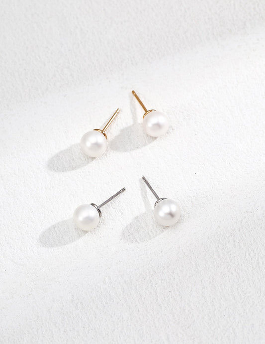 Classic Round Pearl Stud Earrings