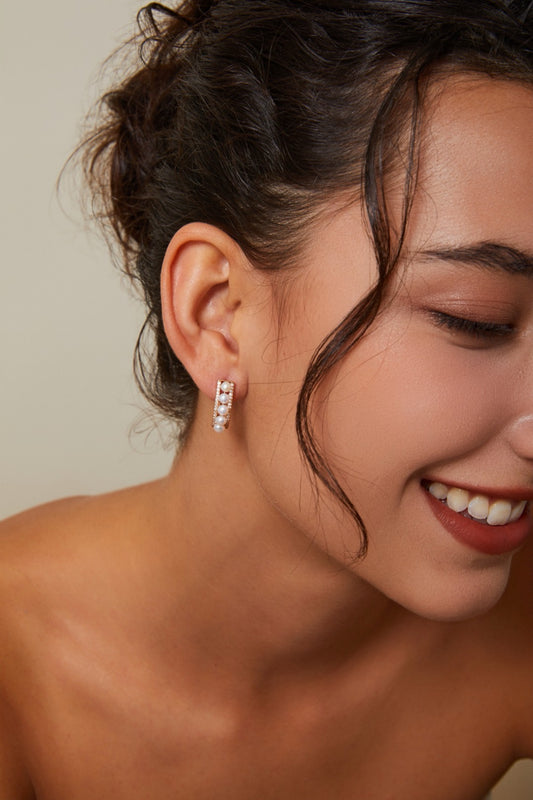 Tiny Pearl Hoop Earrings