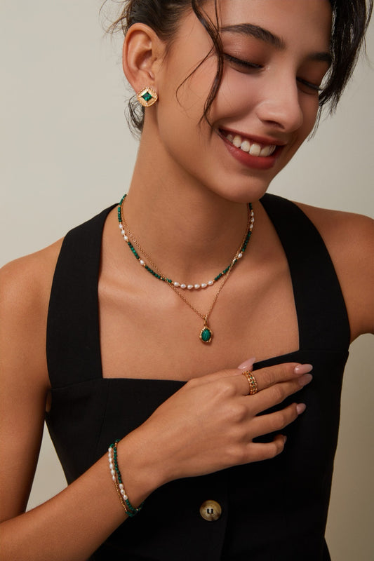 Malachite Pearl Necklace