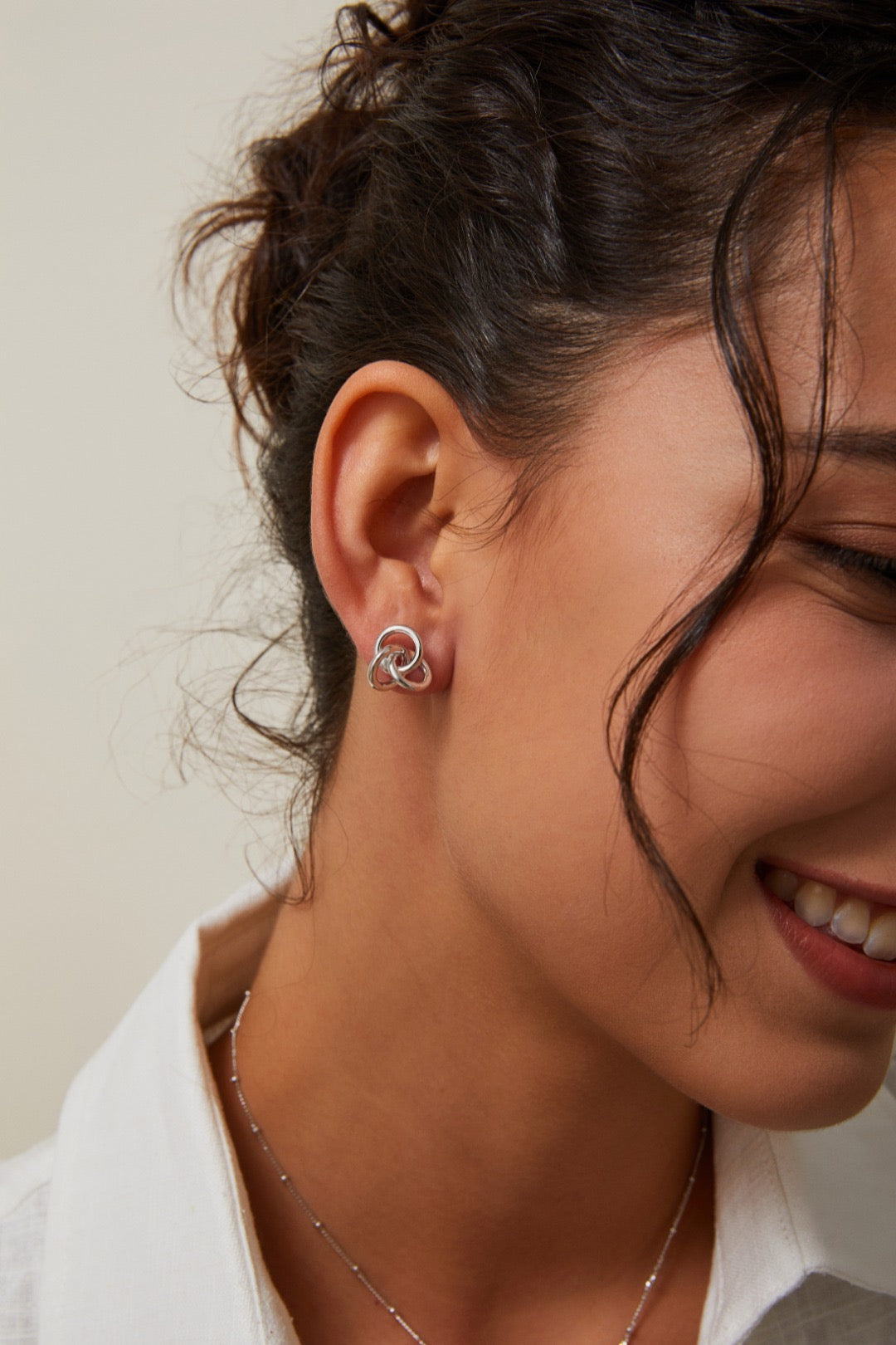 Sterling Silver Triple Loop Studs