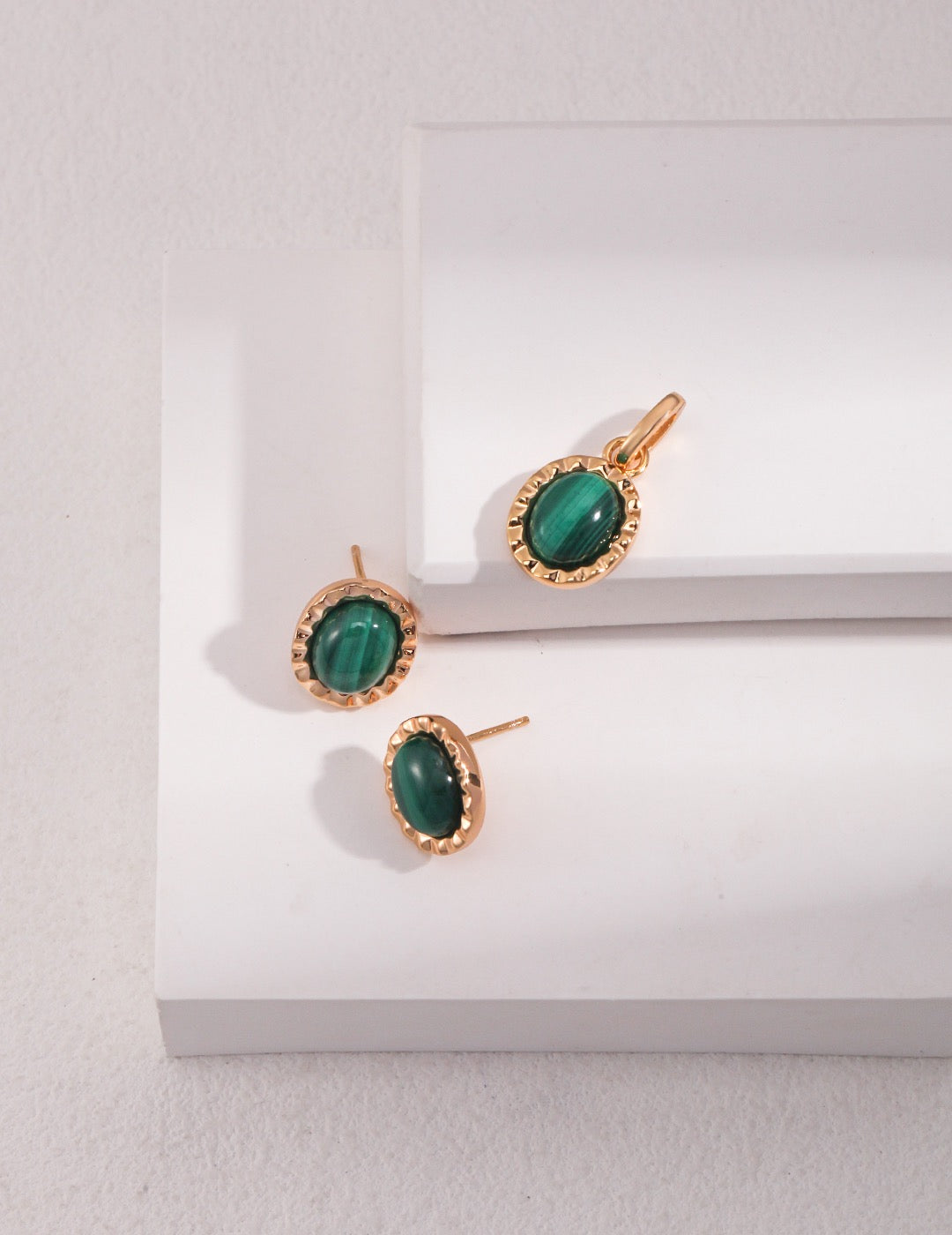 Malachite sterling silver studs