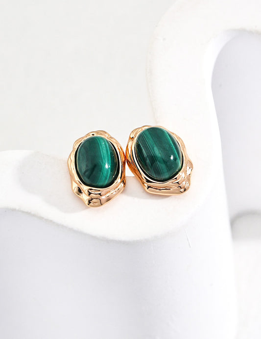 Malachite stud earrings