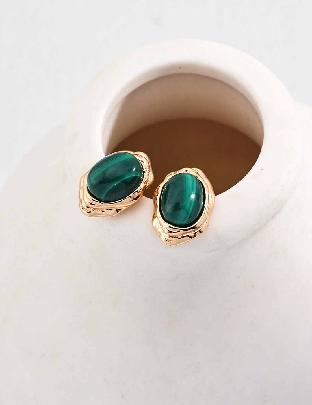 Malachite stud earrings