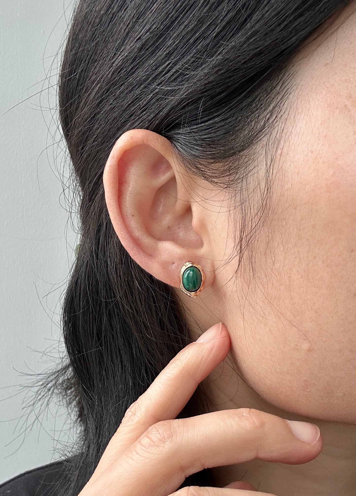 Malachite stud earrings
