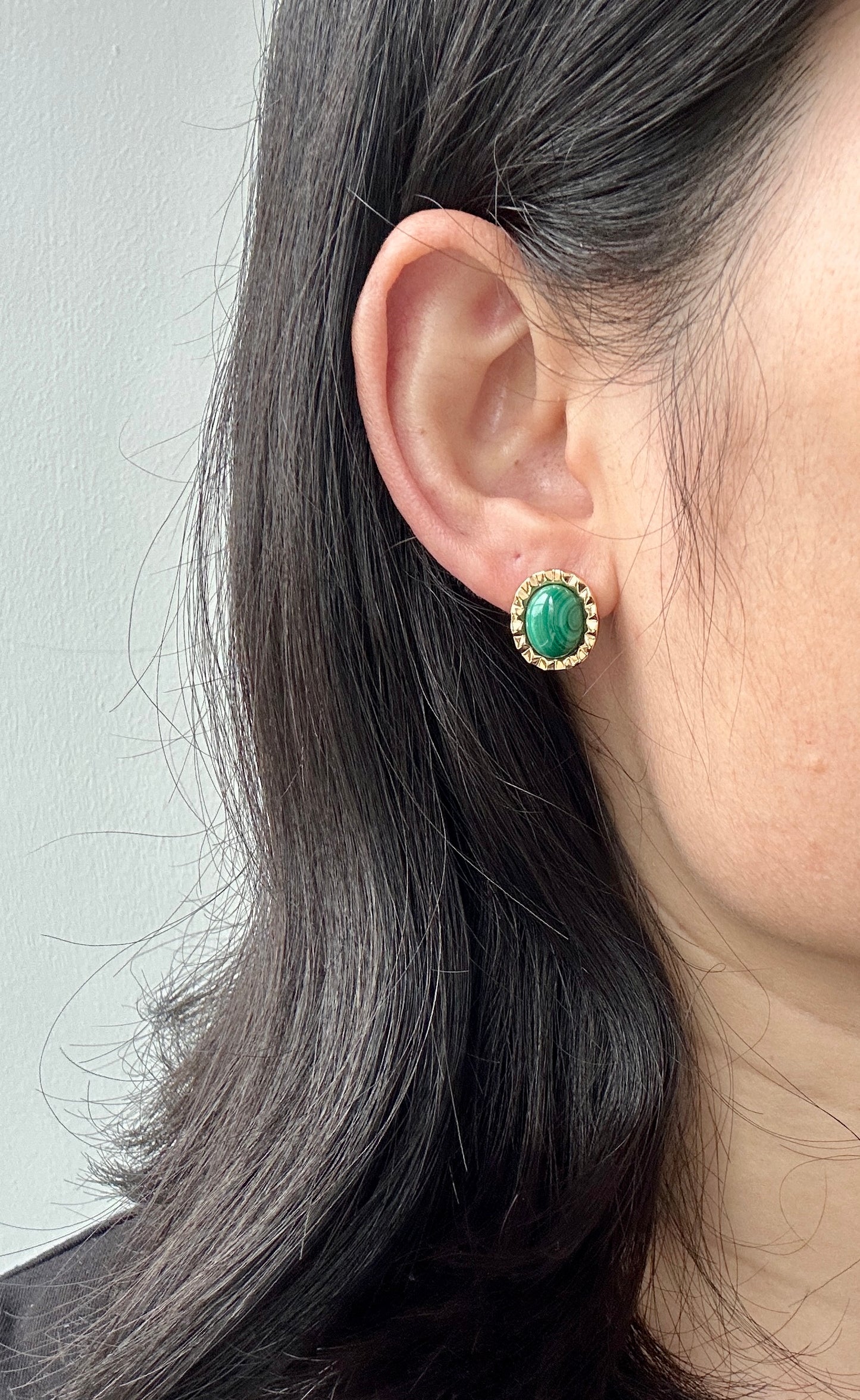 Malachite sterling silver studs