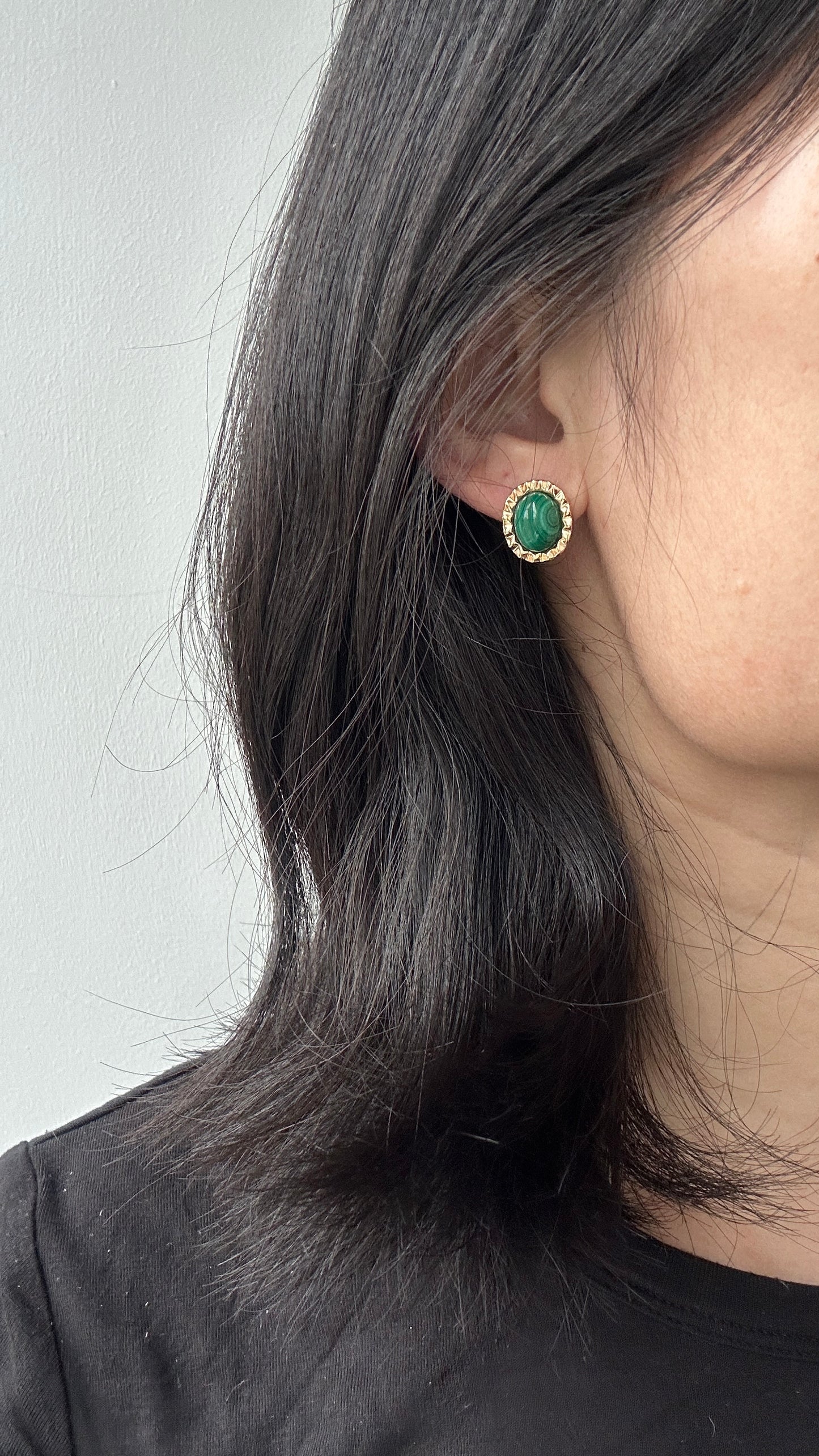 Malachite sterling silver studs