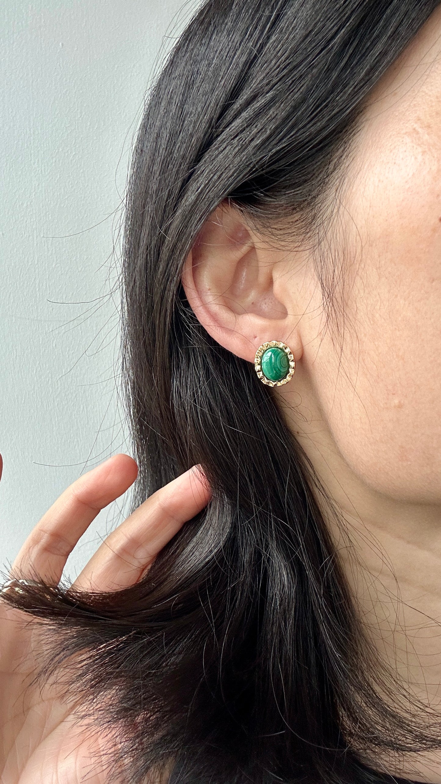 Malachite sterling silver studs
