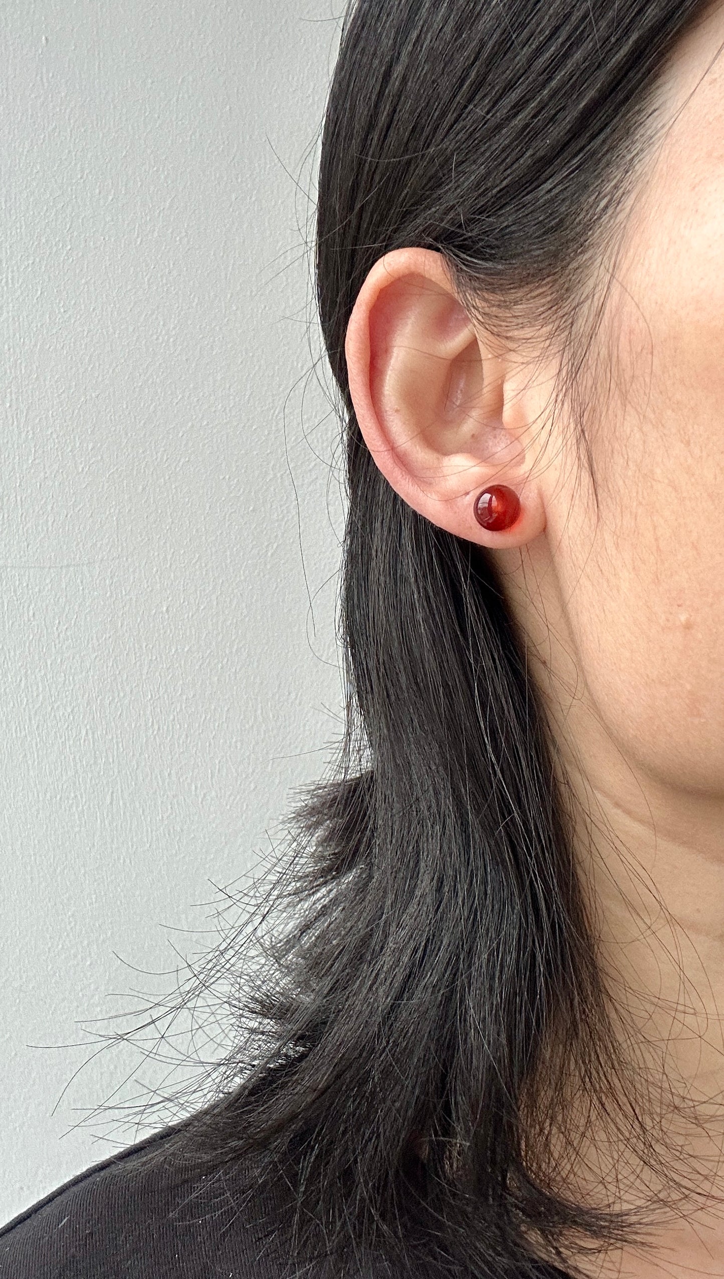 Smooth Round Red Agate Studs