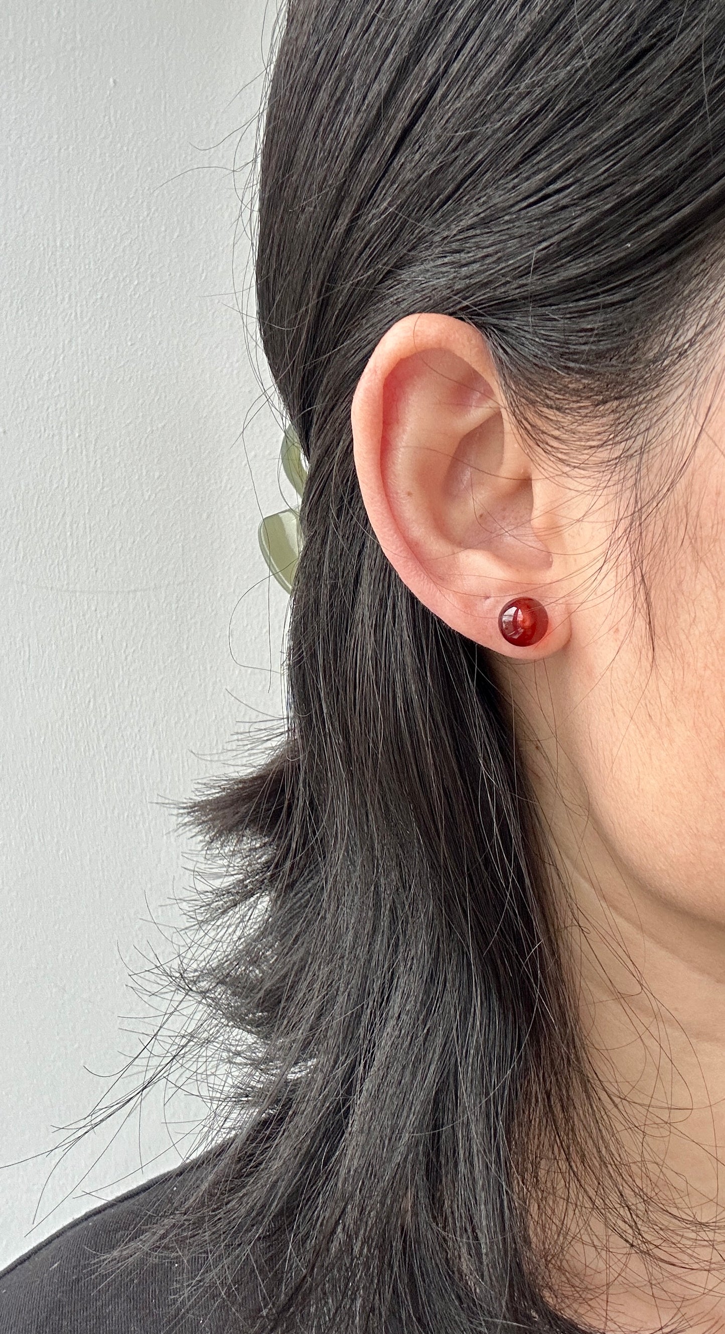 Smooth Round Red Agate Studs