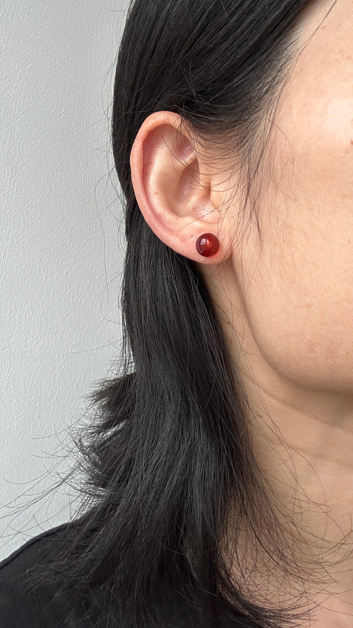 Smooth Round Red Agate Studs