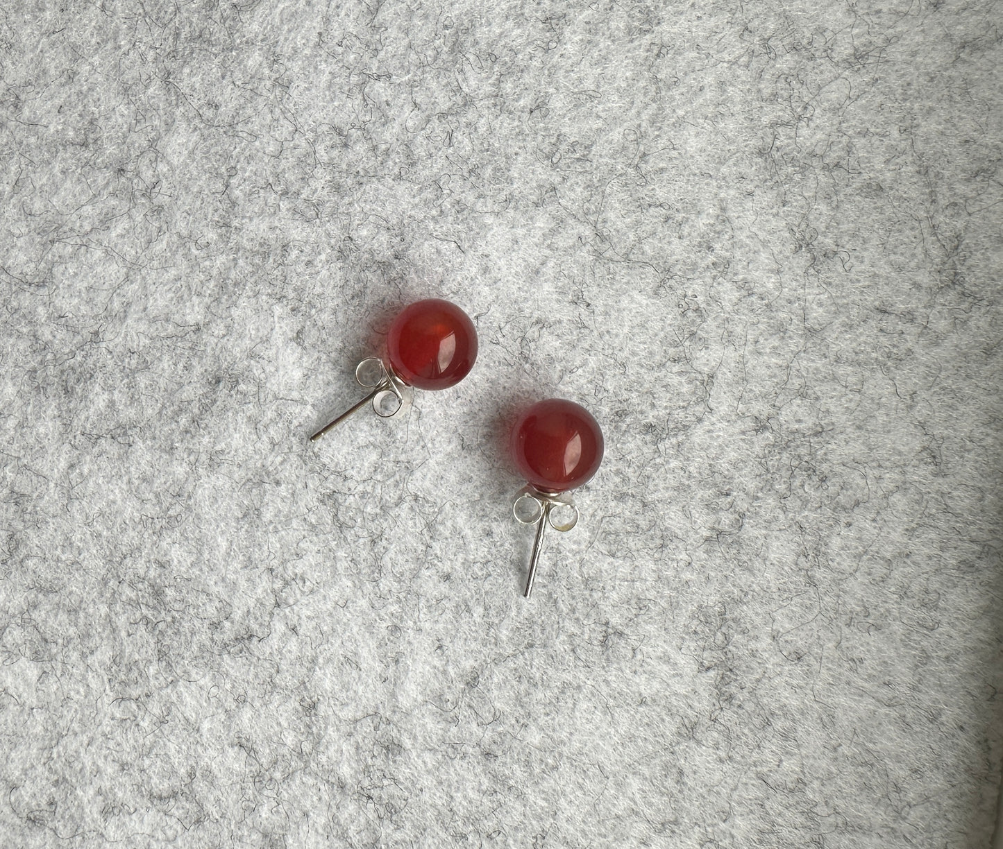Smooth Round Red Agate Studs