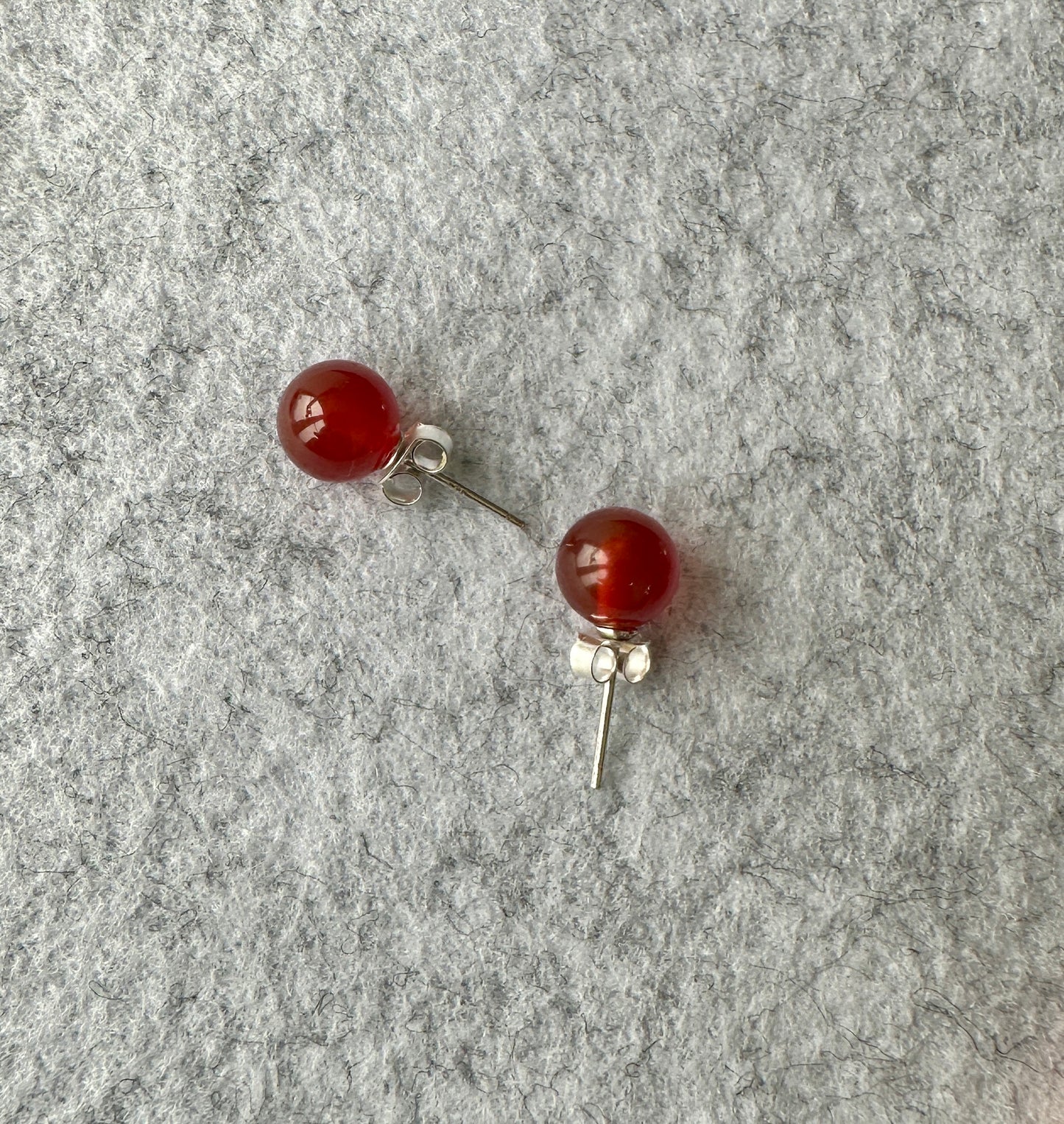 Smooth Round Red Agate Studs