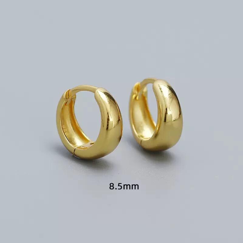 Sterling Silver Chunky Hoop Earrings: Gold & Silver Mini Huggies, 8.5mm 10mm 12mm Size