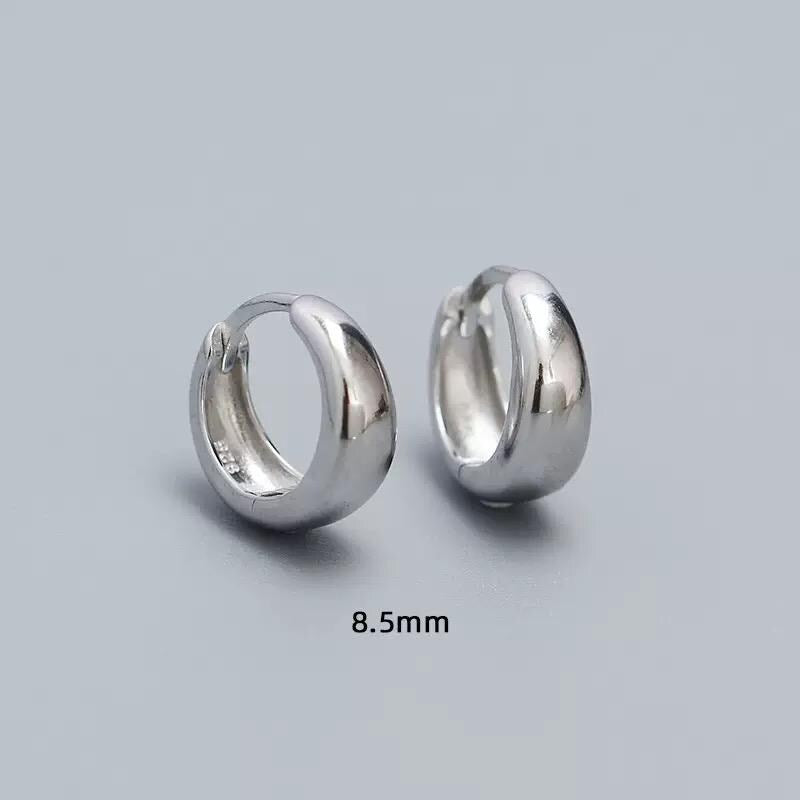 Sterling Silver Chunky Hoop Earrings: Gold & Silver Mini Huggies, 8.5mm 10mm 12mm Size