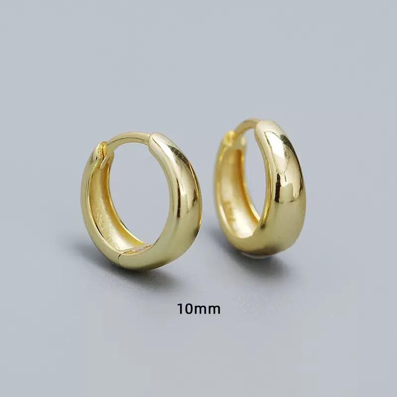 Sterling Silver Chunky Hoop Earrings: Gold & Silver Mini Huggies, 8.5mm 10mm 12mm Size