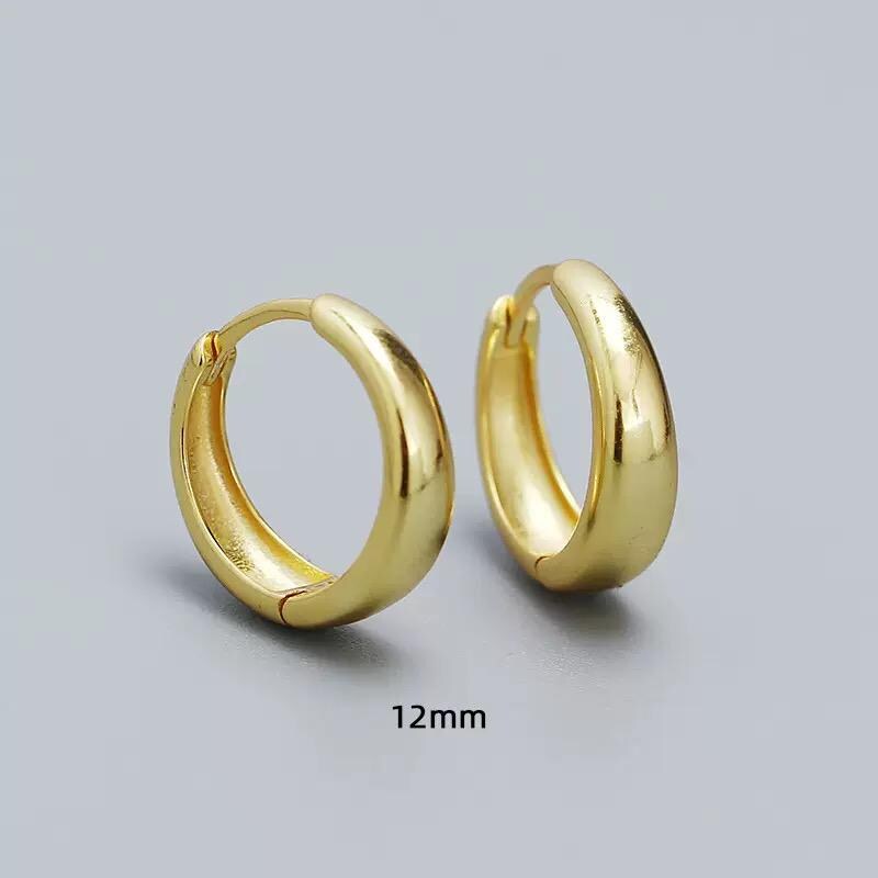 Sterling Silver Chunky Hoop Earrings: Gold & Silver Mini Huggies, 8.5mm 10mm 12mm Size