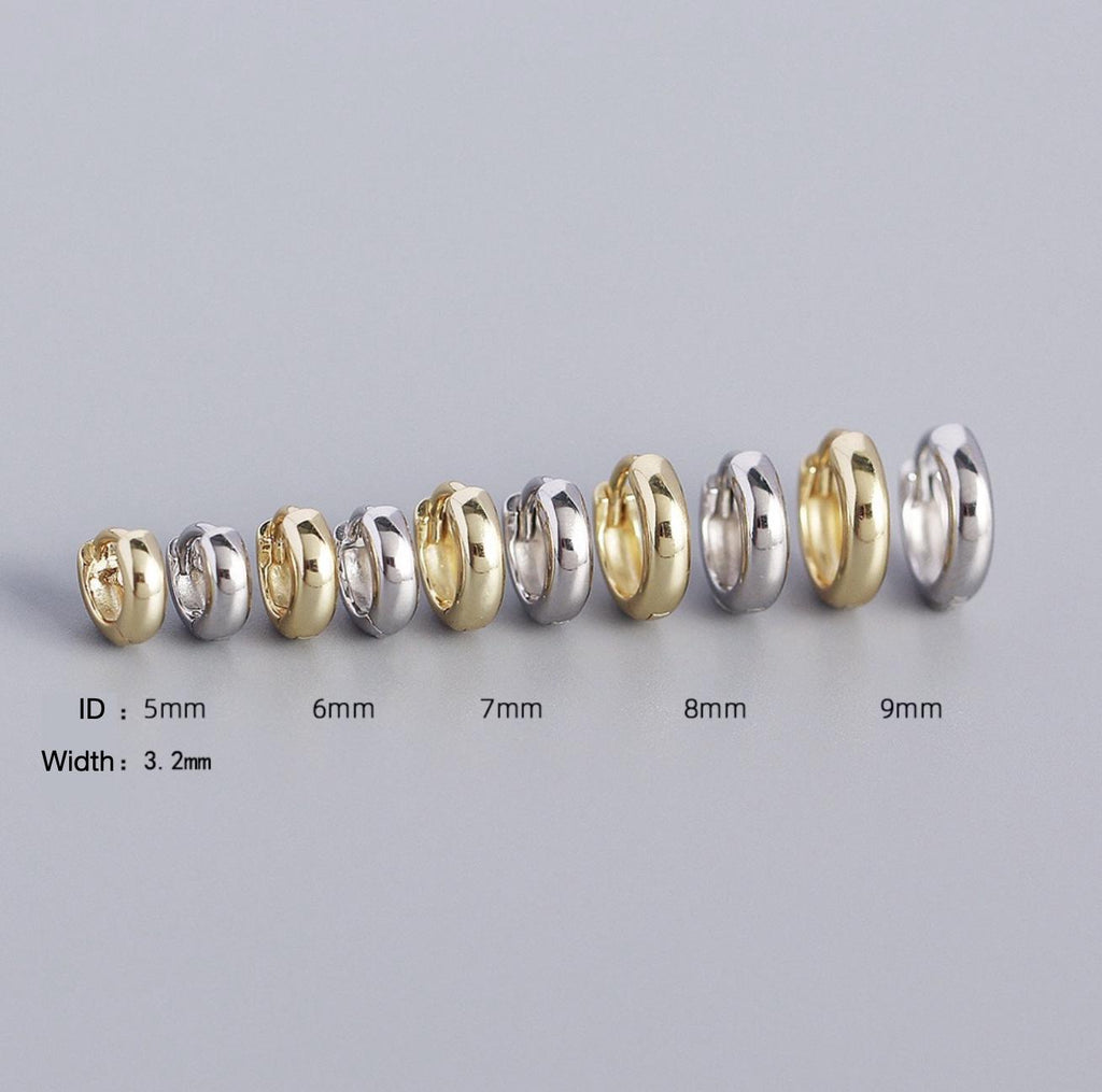 Classic 925 Sterling Silver Huggie Hoops – 5mm–9mm Sizes