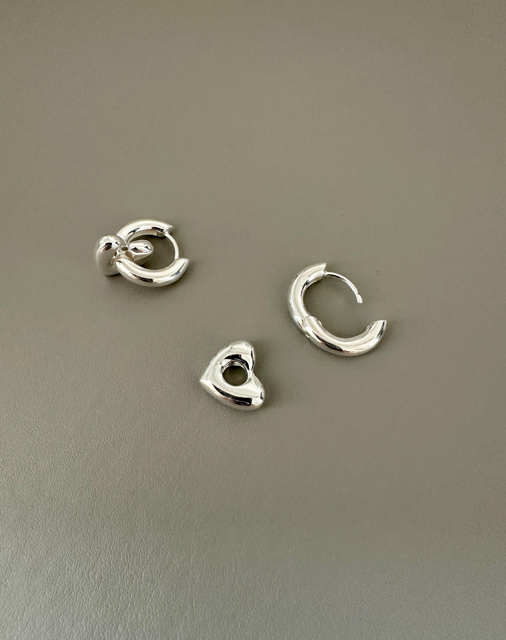 Chunky Heart Hoop Earrings | 925 Sterling Silver Heart Drop Hoop Earrings | Minimalist Everyday Jewelry