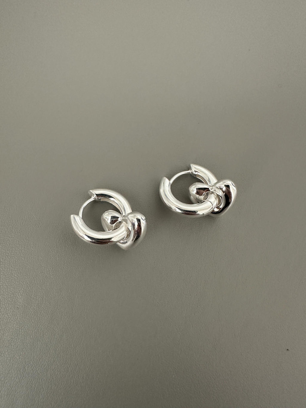 Chunky Heart Hoop Earrings | 925 Sterling Silver Heart Drop Hoop Earrings | Minimalist Everyday Jewelry