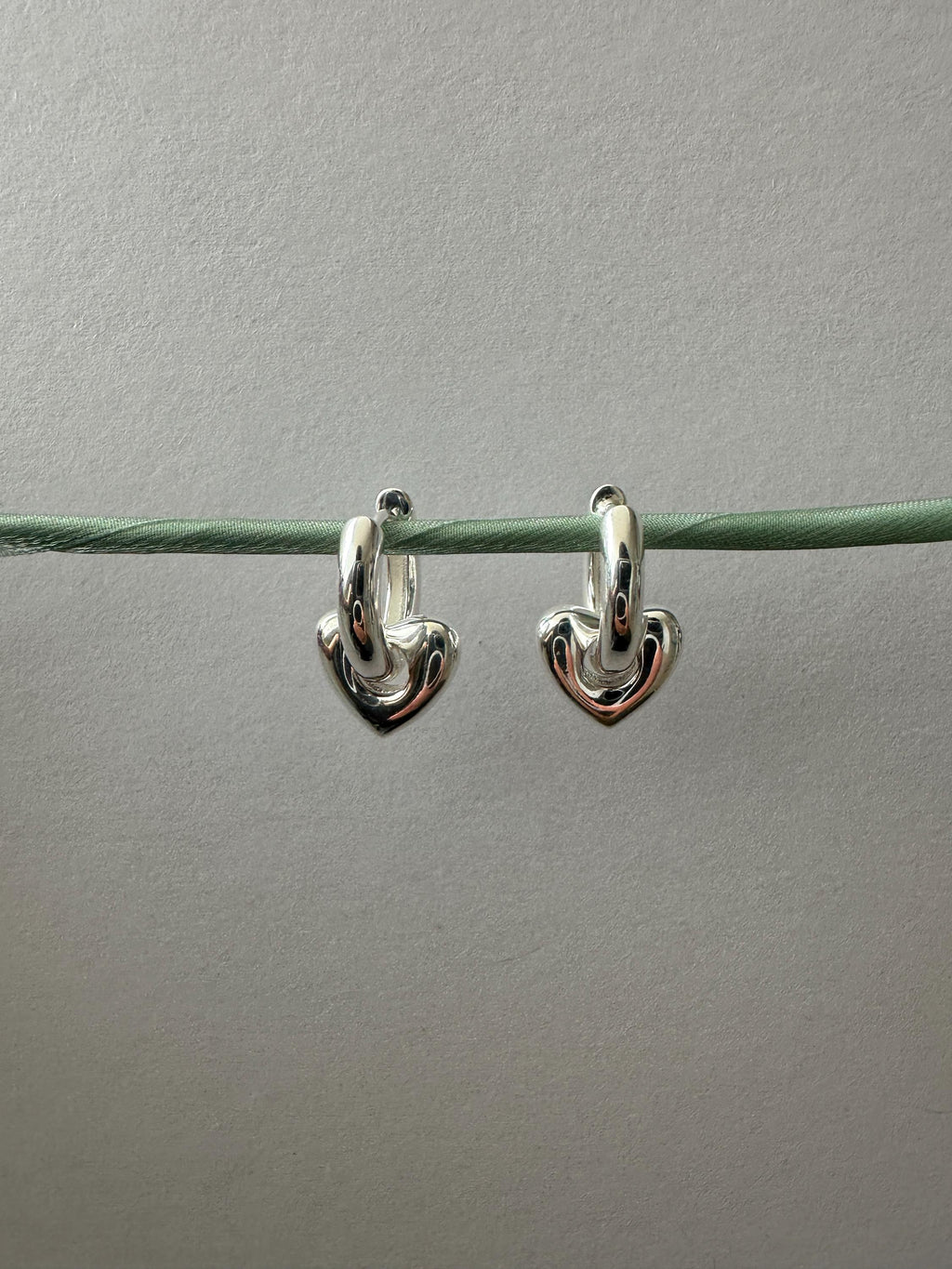 Chunky Heart Hoop Earrings | 925 Sterling Silver Heart Drop Hoop Earrings | Minimalist Everyday Jewelry