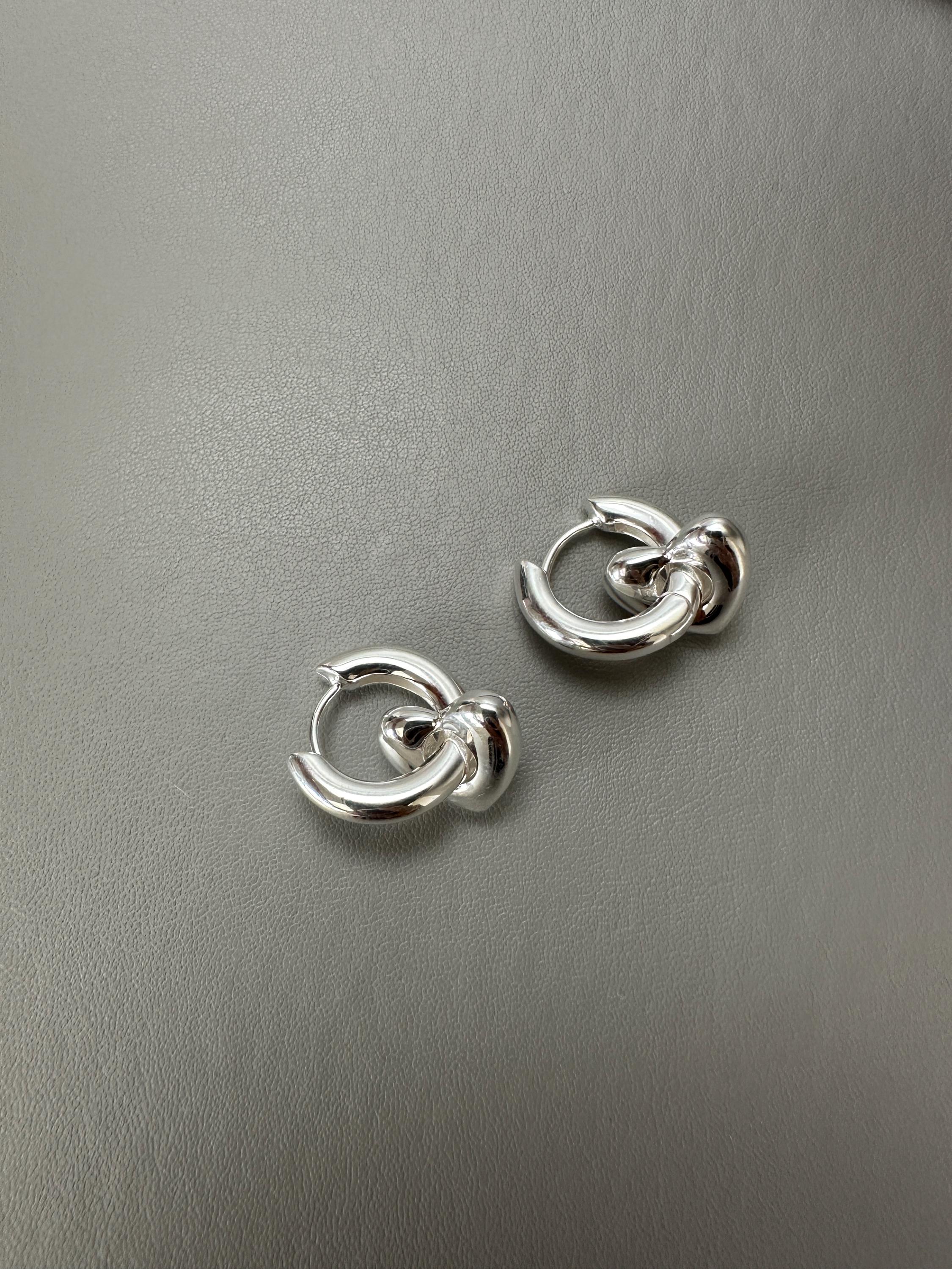Chunky Heart Hoop Earrings | 925 Sterling Silver Heart Drop Hoop Earrings | Minimalist Everyday Jewelry