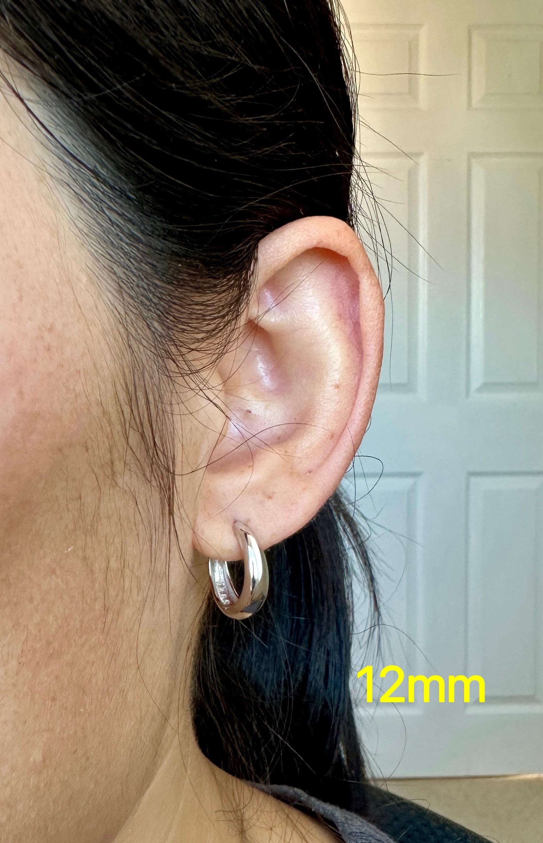 Sterling Silver Chunky Hoop Earrings: Gold & Silver Mini Huggies, 8.5mm 10mm 12mm Size