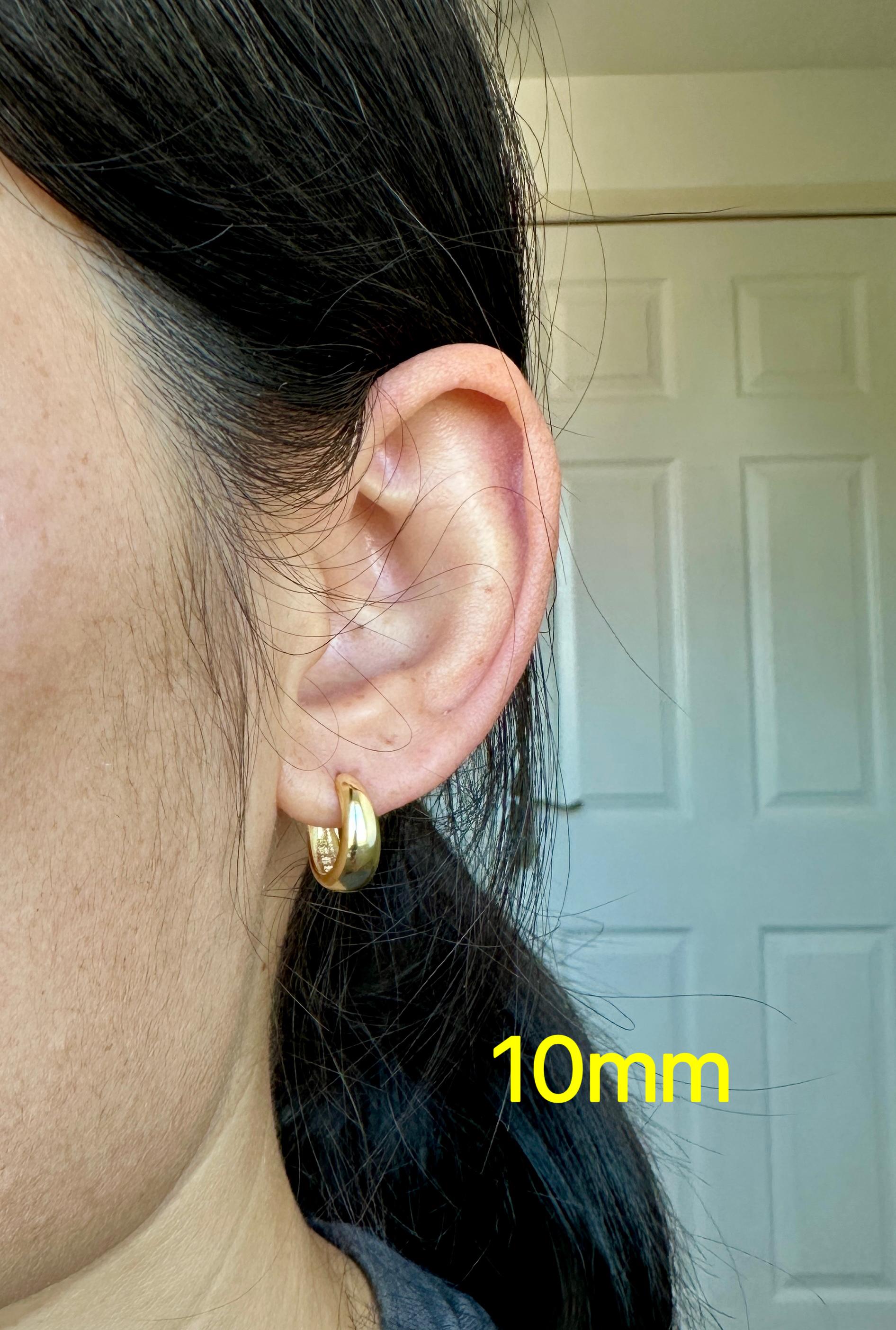 Sterling Silver Chunky Hoop Earrings: Gold & Silver Mini Huggies, 8.5mm 10mm 12mm Size