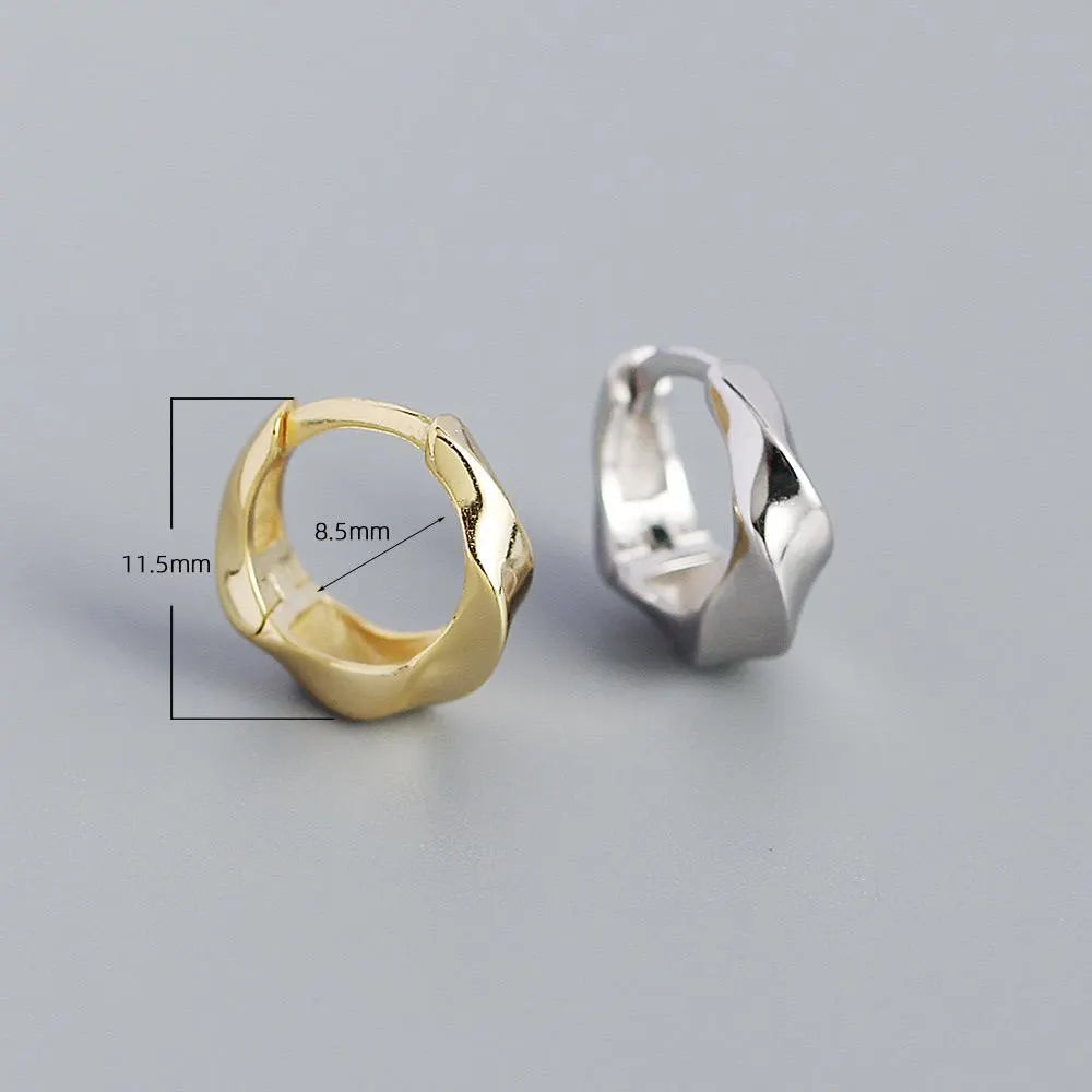 Twisted Sterling Silver Hoop Earrings: Chunky Huggies, Modern Minimalist