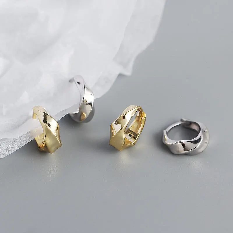 Twisted Sterling Silver Hoop Earrings: Chunky Huggies, Modern Minimalist