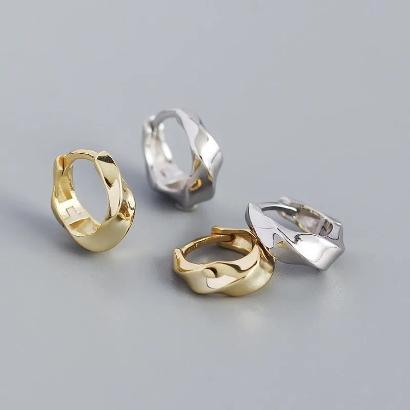 Twisted Sterling Silver Hoop Earrings: Chunky Huggies, Modern Minimalist