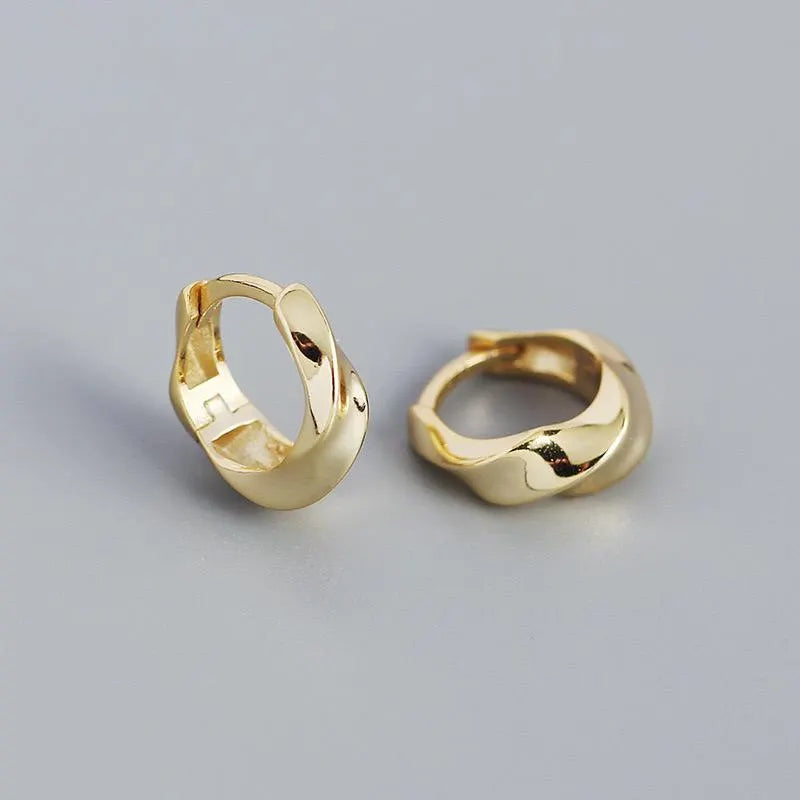 Twisted Sterling Silver Hoop Earrings: Chunky Huggies, Modern Minimalist