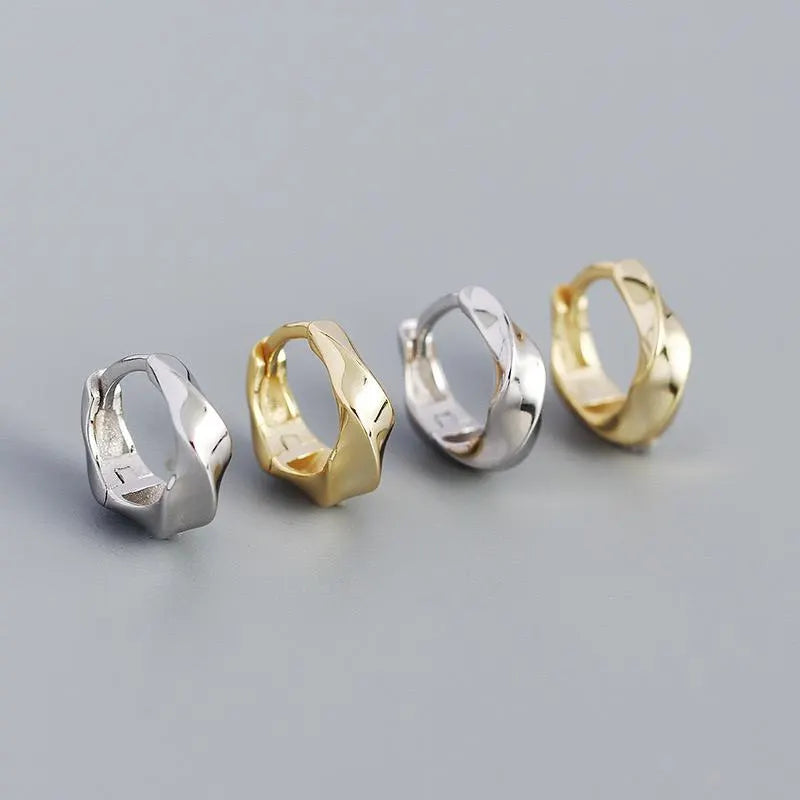 Twisted Sterling Silver Hoop Earrings: Chunky Huggies, Modern Minimalist