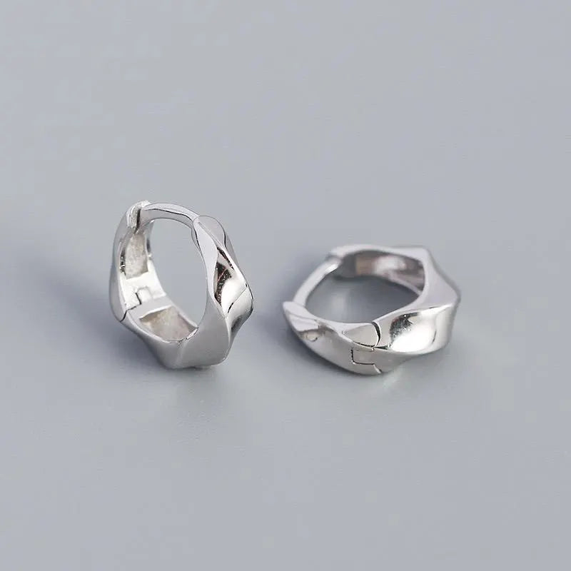 Twisted Sterling Silver Hoop Earrings: Chunky Huggies, Modern Minimalist