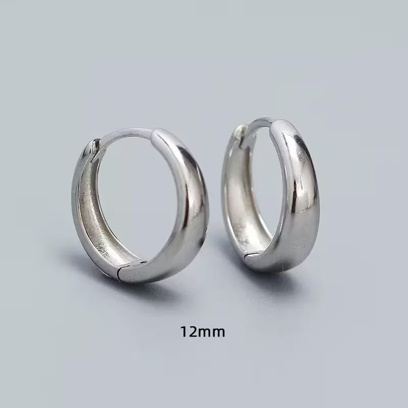 Sterling Silver Chunky Hoop Earrings: Gold & Silver Mini Huggies, 8.5mm 10mm 12mm Size