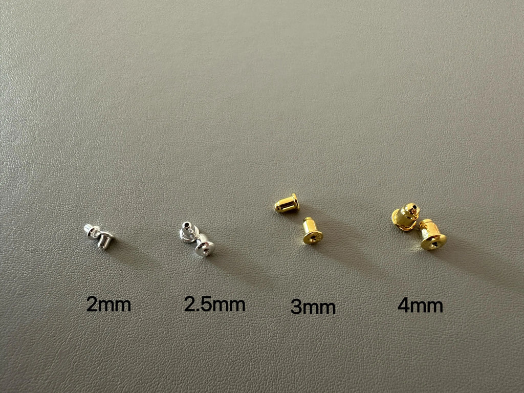 925 Sterling Silver Bullet Earring Backs | 2mm–4mm Sizes | Gold or Silver Finish | Secure Stud Clutch Stoppers | Replacement Earring Nuts