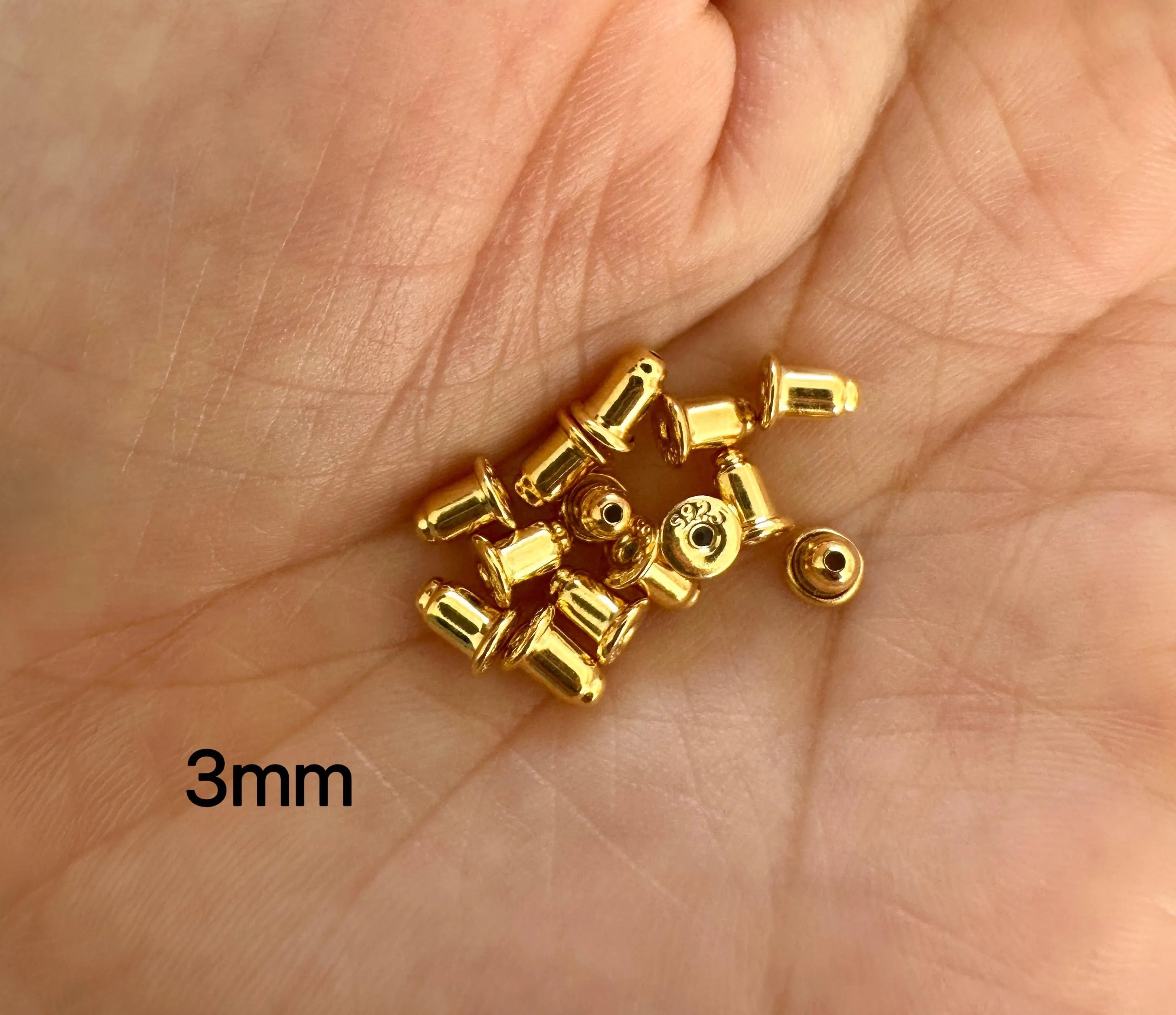 925 Sterling Silver Bullet Earring Backs | 2mm–4mm Sizes | Gold or Silver Finish | Secure Stud Clutch Stoppers | Replacement Earring Nuts