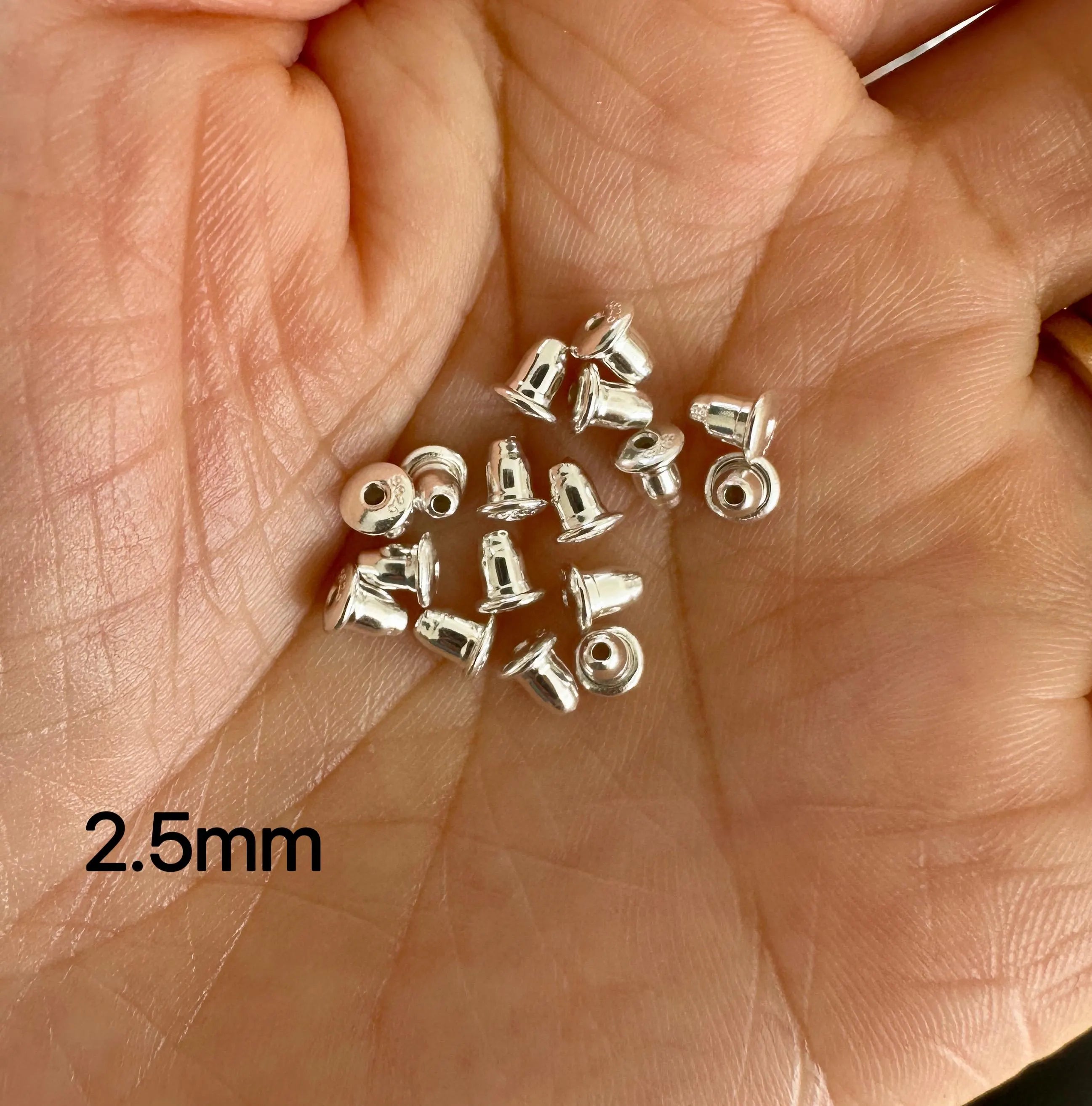 925 Sterling Silver Bullet Earring Backs | 2mm–4mm Sizes | Gold or Silver Finish | Secure Stud Clutch Stoppers | Replacement Earring Nuts