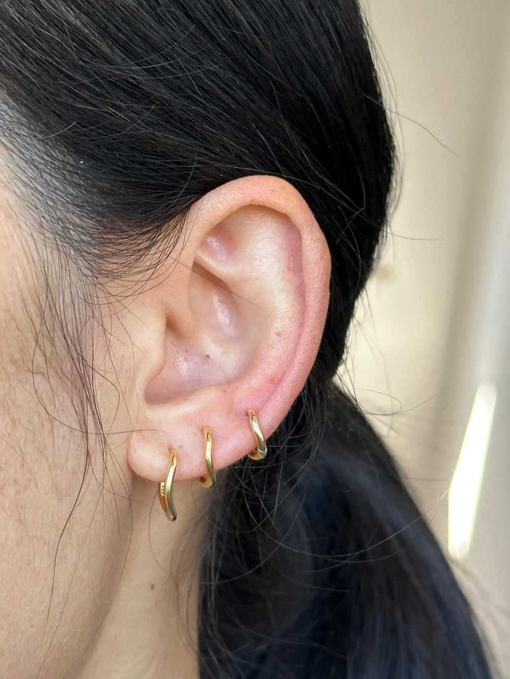 Tiny Huggie Hoop Earrings: Sterling Silver or Gold,  Irregular Hoops, Size 6mm 8mm 10mm