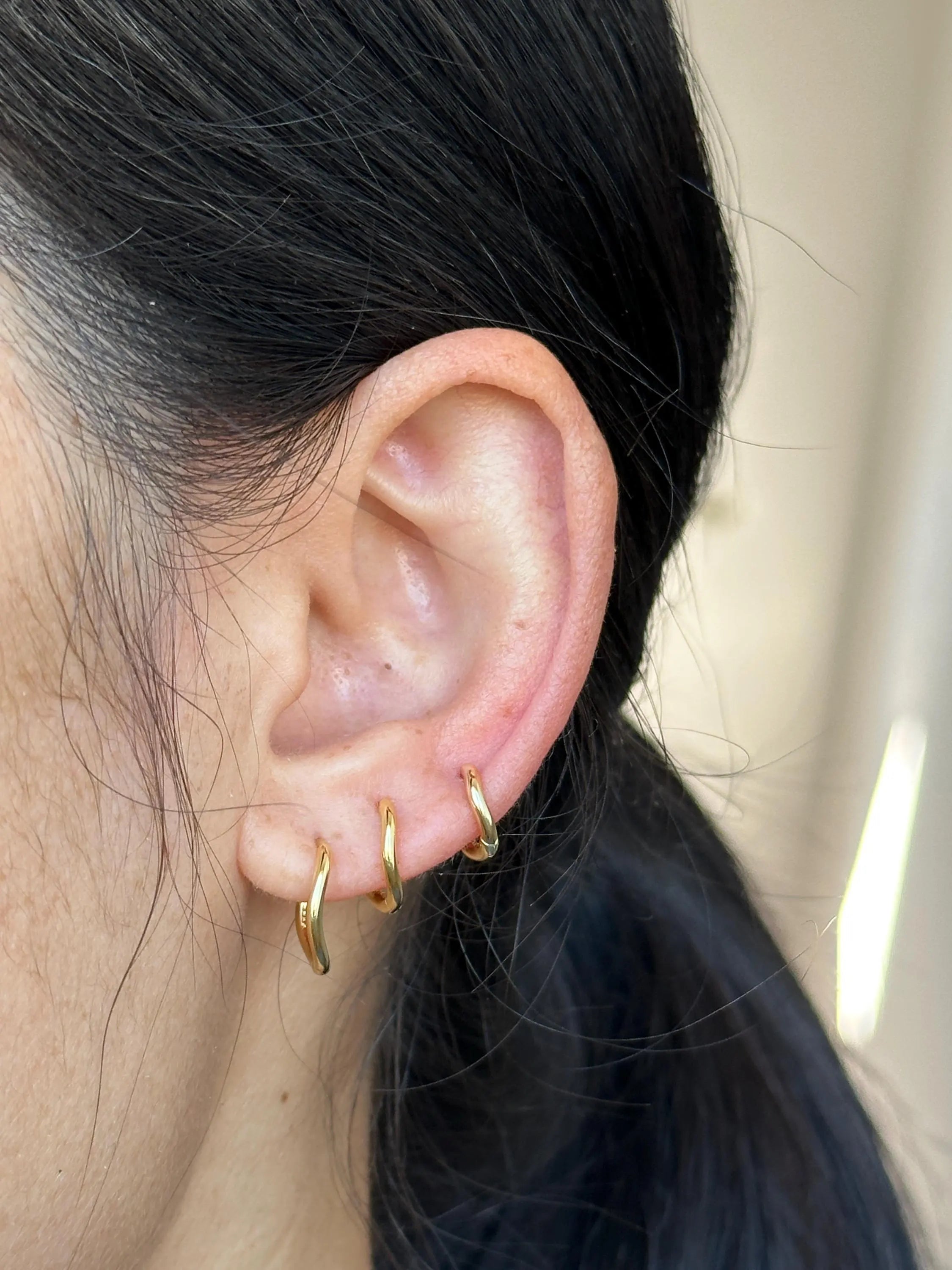 Tiny Huggie Hoop Earrings: Sterling Silver or Gold,  Irregular Hoops, Size 6mm 8mm 10mm