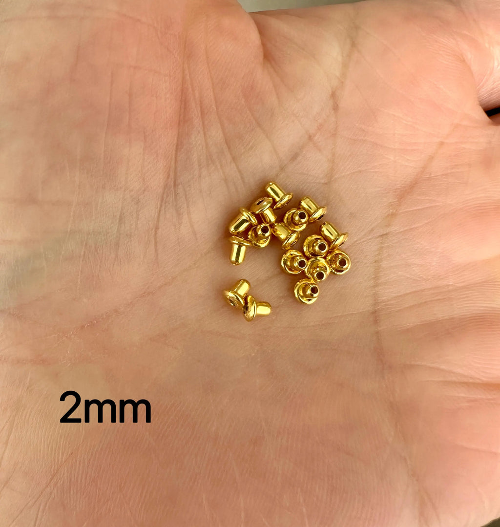 925 Sterling Silver Bullet Earring Backs | 2mm–4mm Sizes | Gold or Silver Finish | Secure Stud Clutch Stoppers | Replacement Earring Nuts