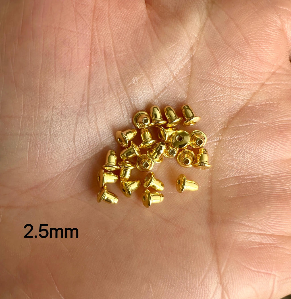 925 Sterling Silver Bullet Earring Backs | 2mm–4mm Sizes | Gold or Silver Finish | Secure Stud Clutch Stoppers | Replacement Earring Nuts