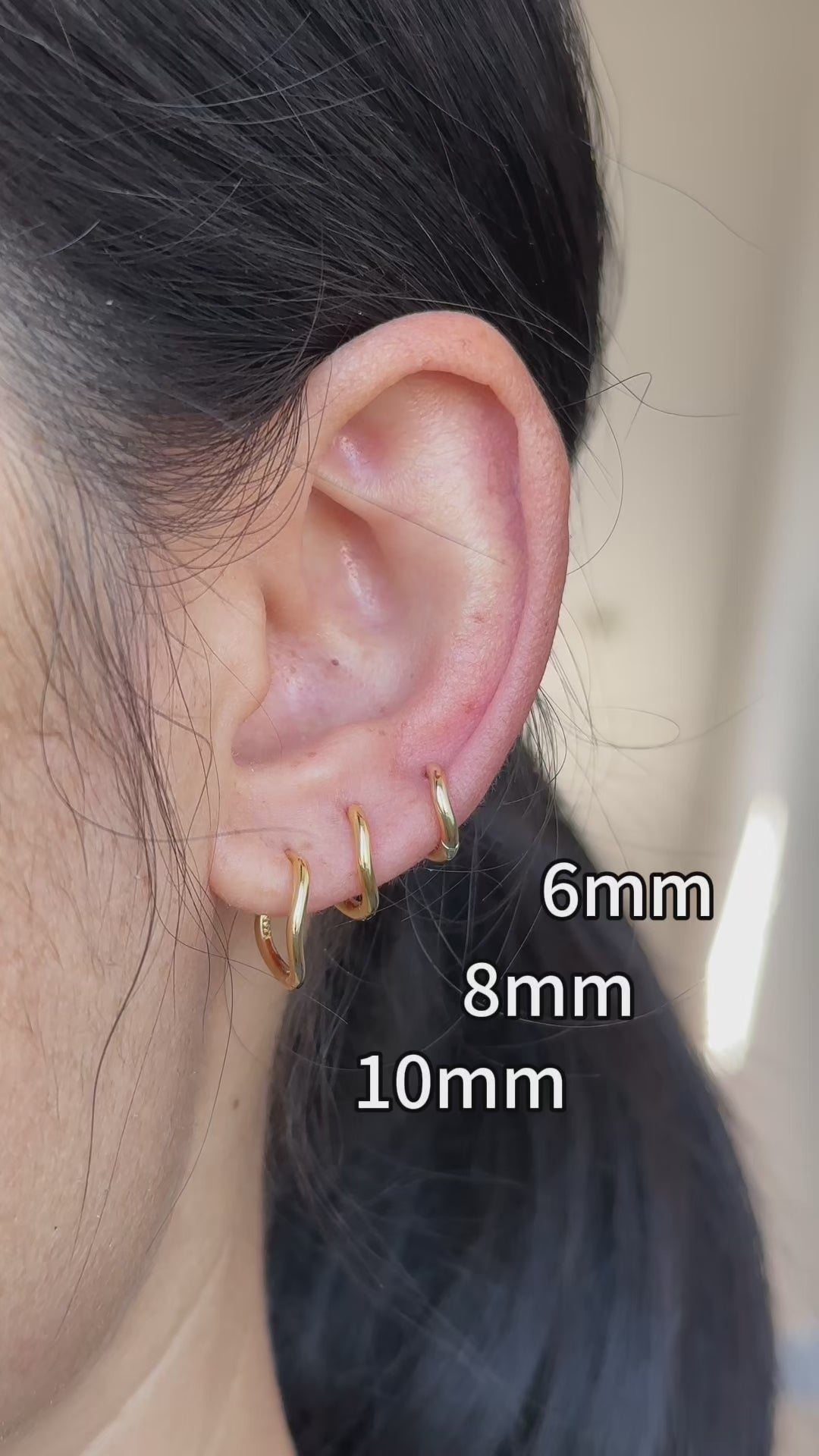 Tiny Huggie Hoop Earrings: Sterling Silver or Gold,  Irregular Hoops, Size 6mm 8mm 10mm