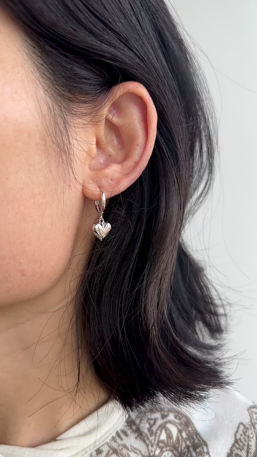 925 Sterling Silver Shining Heart Drop Earrings