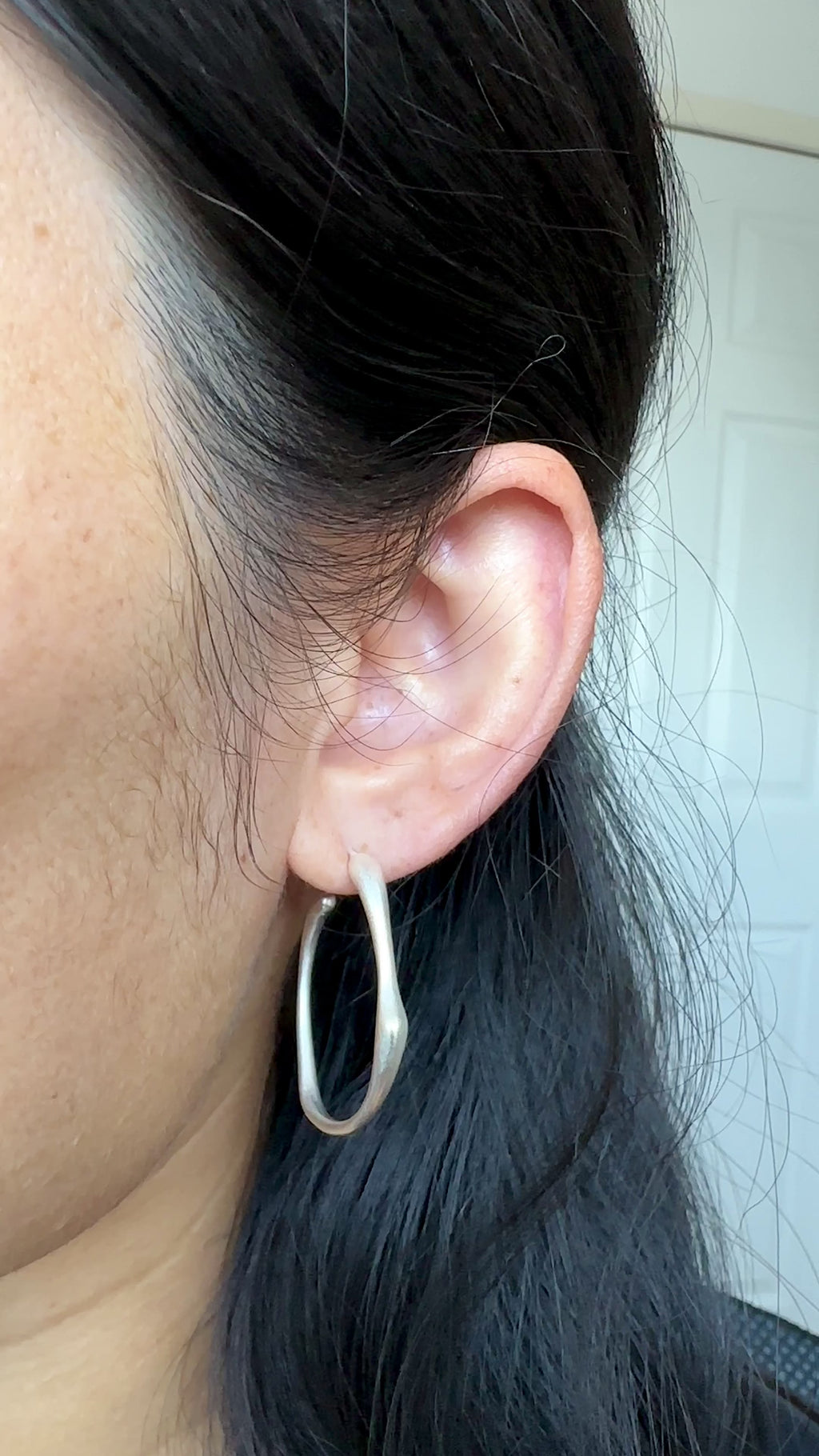 Chunky Sterling Silver Hoop Earrings: 925 Silver Huggies, Satin Finish