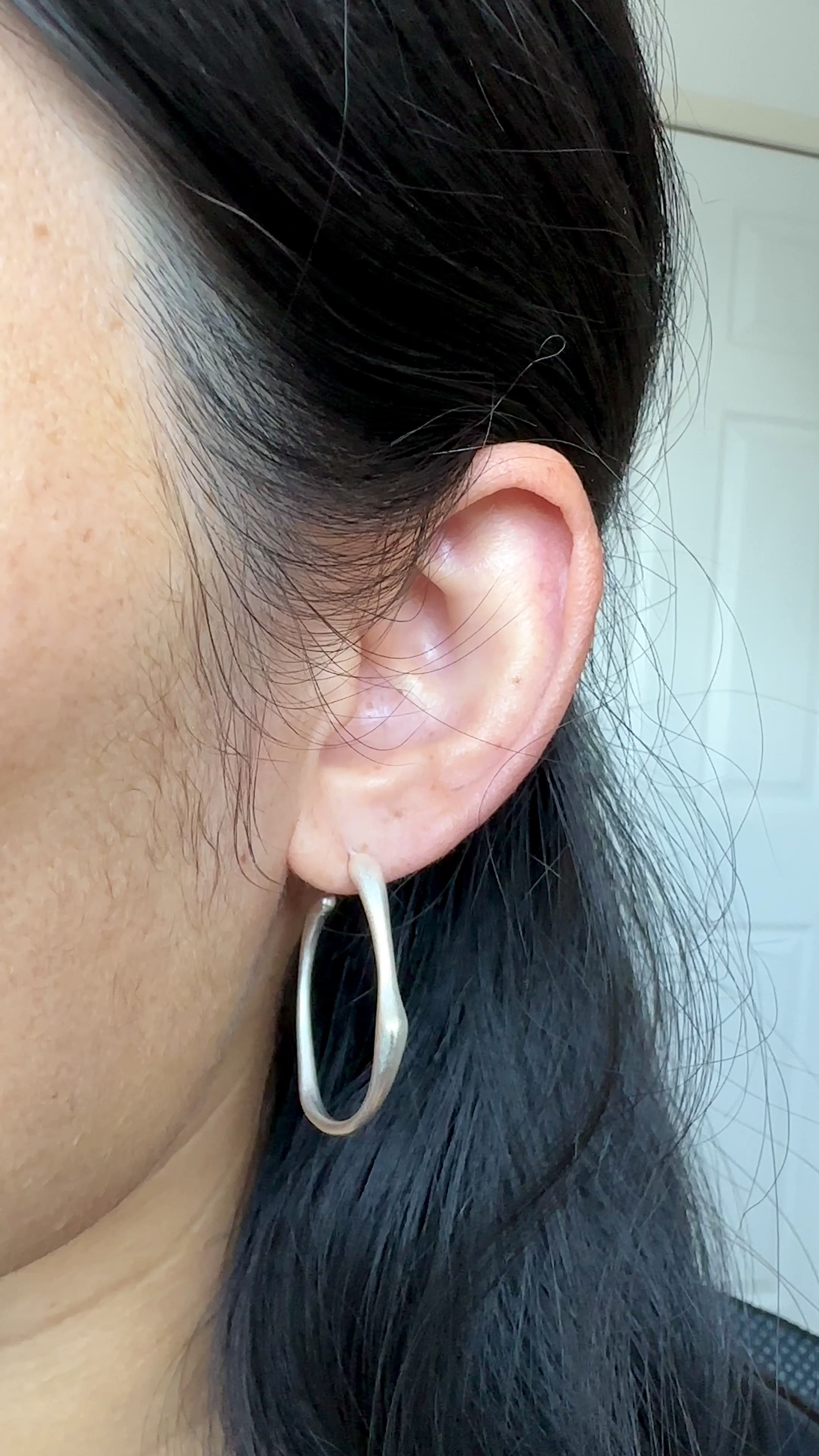 Chunky Sterling Silver Hoop Earrings: 925 Silver Huggies, Satin Finish