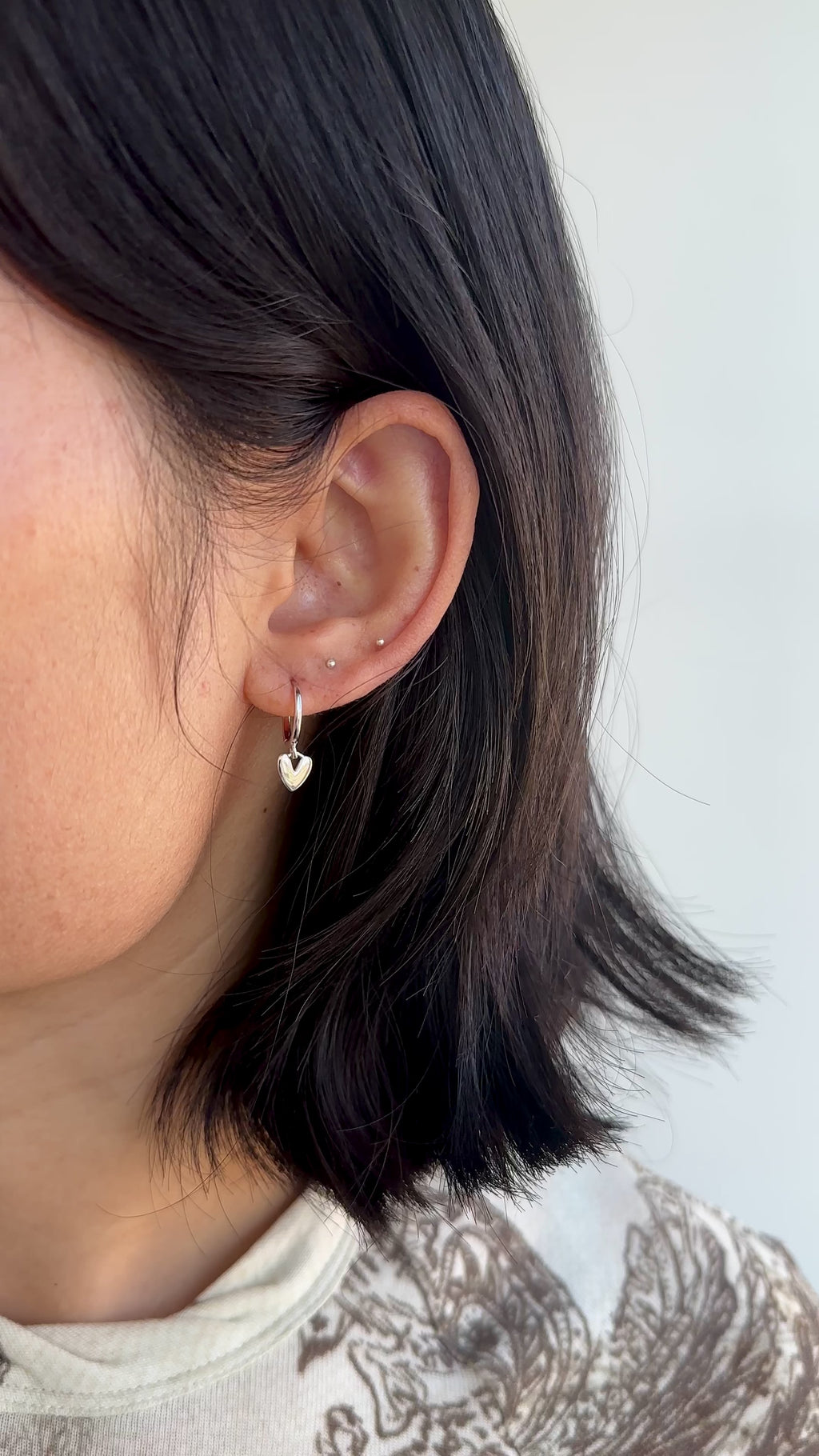 925 Sterling Silver Heart Drop Hoop Earrings | Minimalist Dangle Design