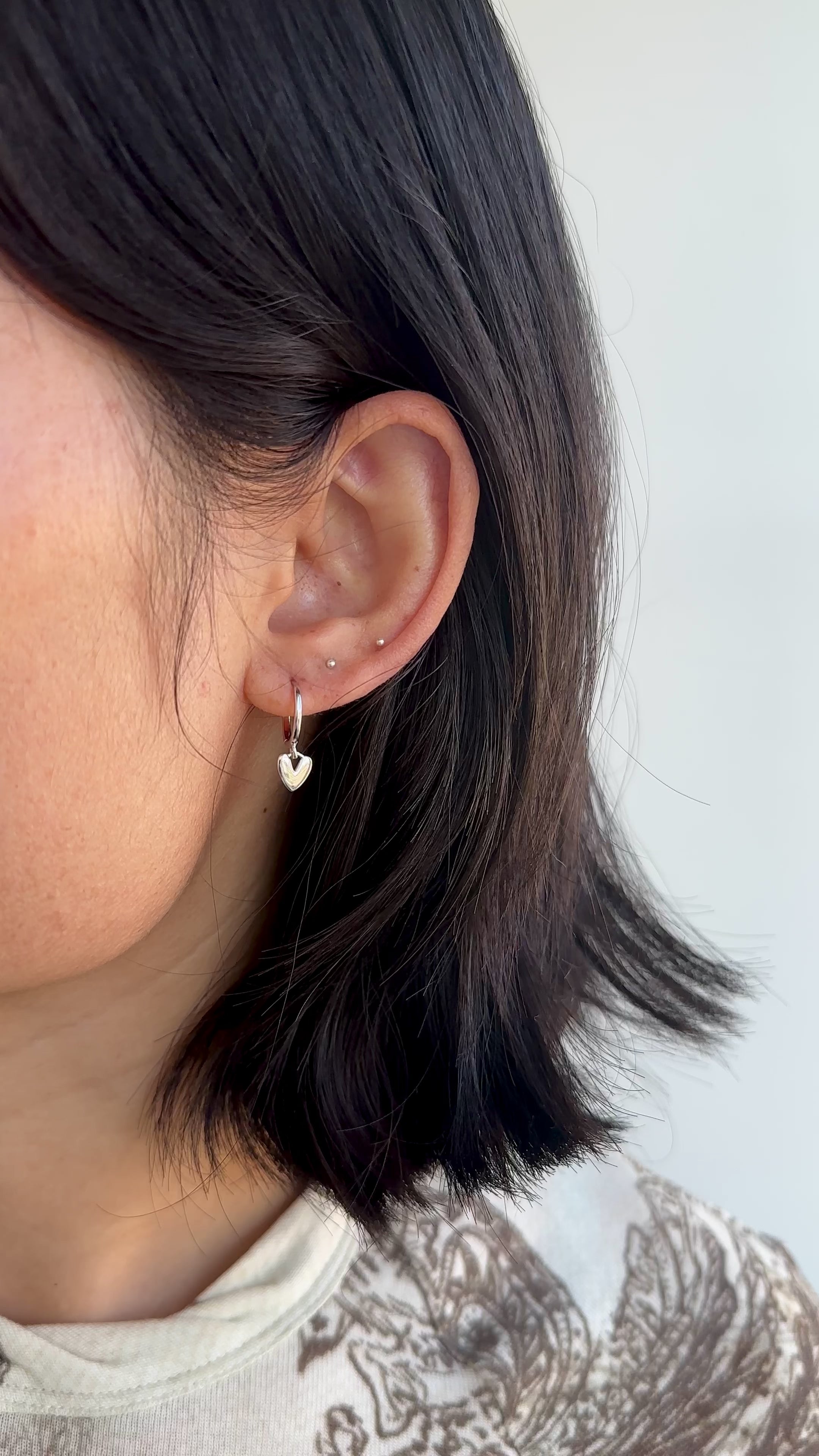 925 Sterling Silver Heart Drop Hoop Earrings | Minimalist Dangle Design